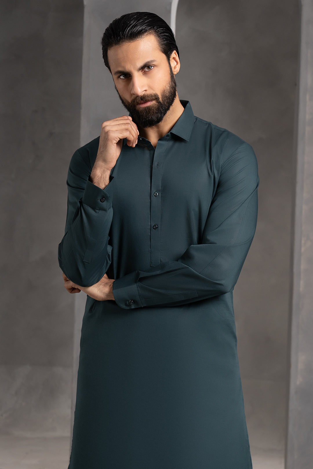 Dark Green Cotton Shalwar Kameez (2-Piece) - Image 4