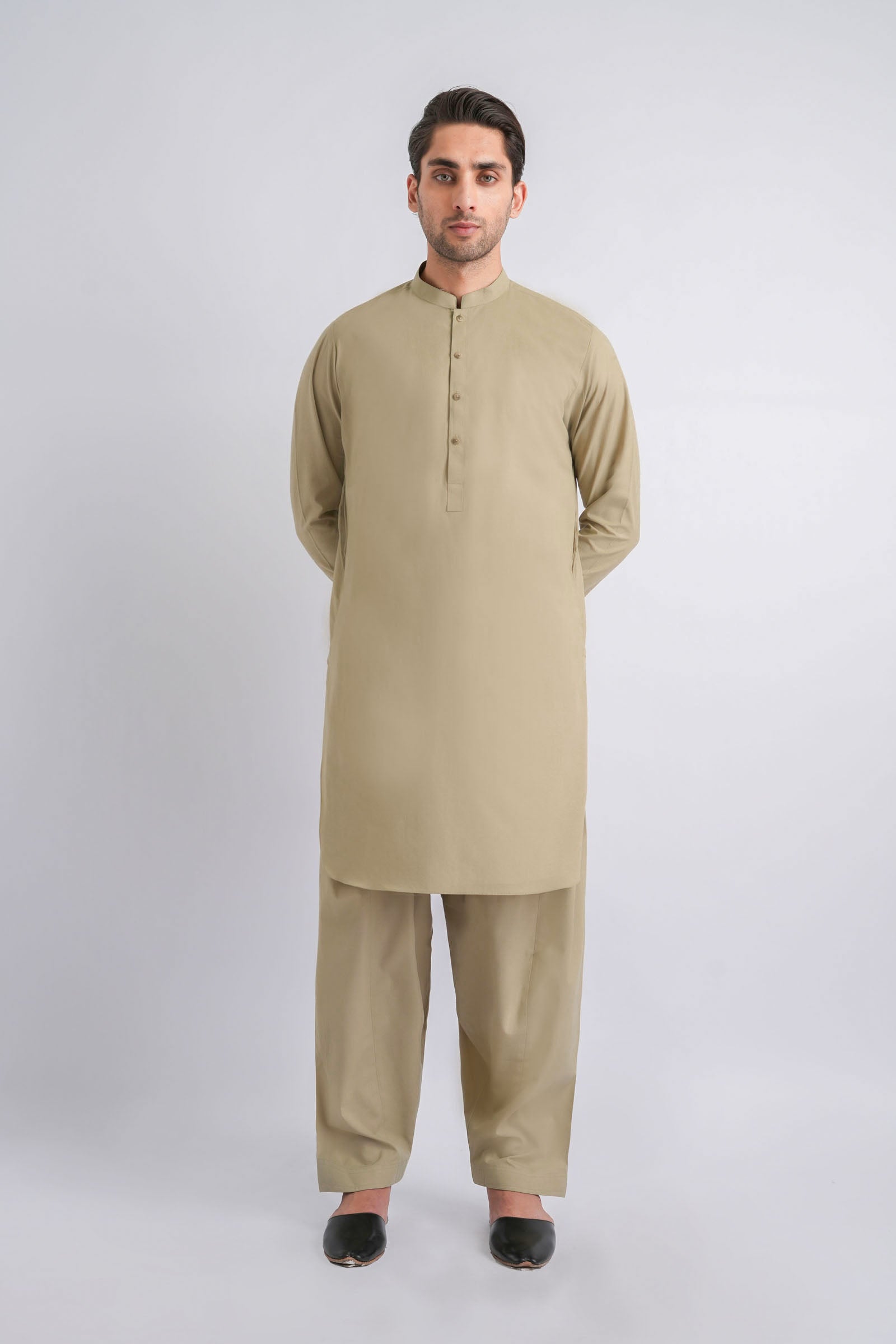 Light Green Crystal Karandi Shalwar Kameez (2-Piece) - Image 3