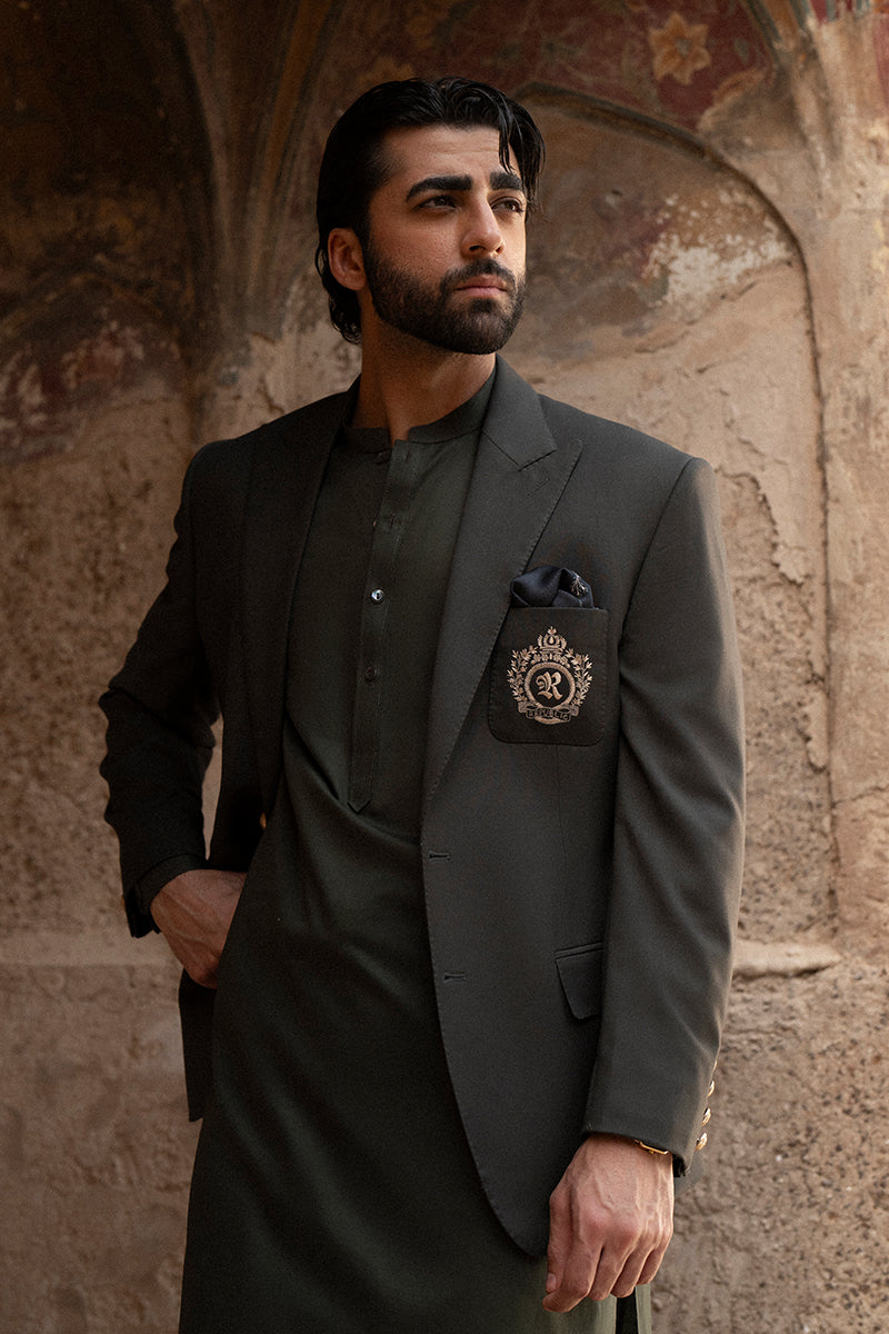 Midnight Green Egyptian Cotton Shalwar Kameez (2-Piece) - Image 2