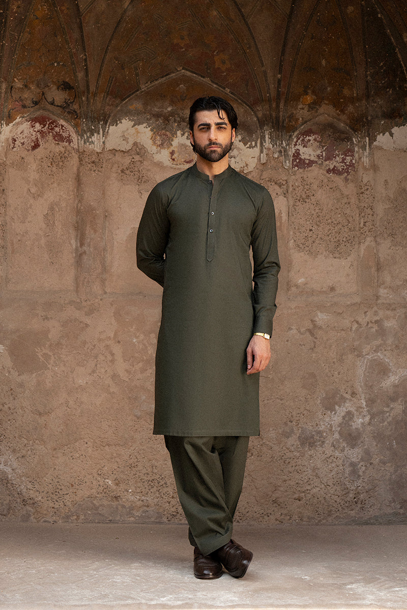 Midnight Green Egyptian Cotton Shalwar Kameez (2-Piece) - Image 5