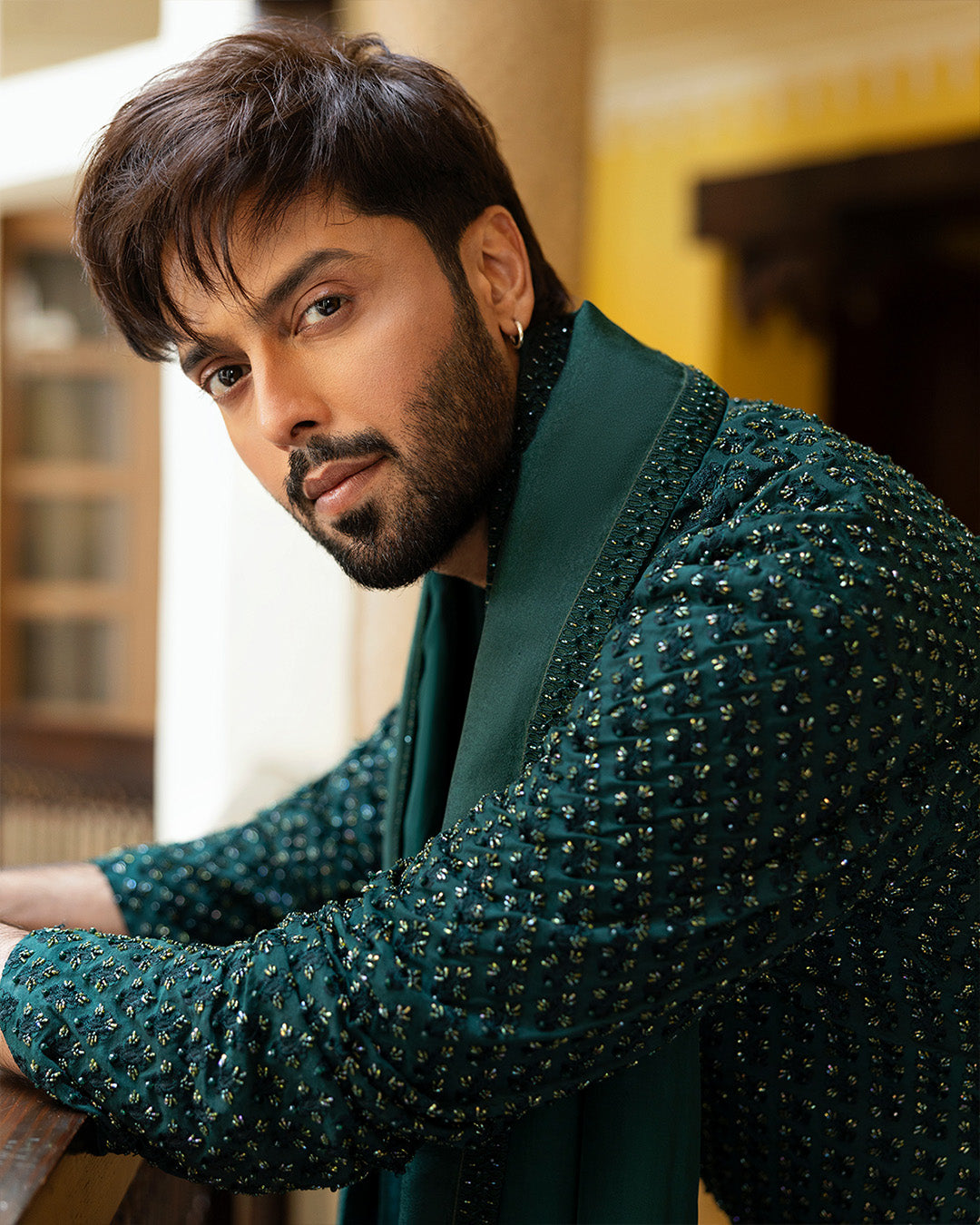 Emerald Green Embellished Karandi Shalwar Kameez (3-Piece) - Image 5