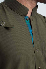 Dark Green Mixed Cotton Shalwar Kameez (2-Piece) - Image 4