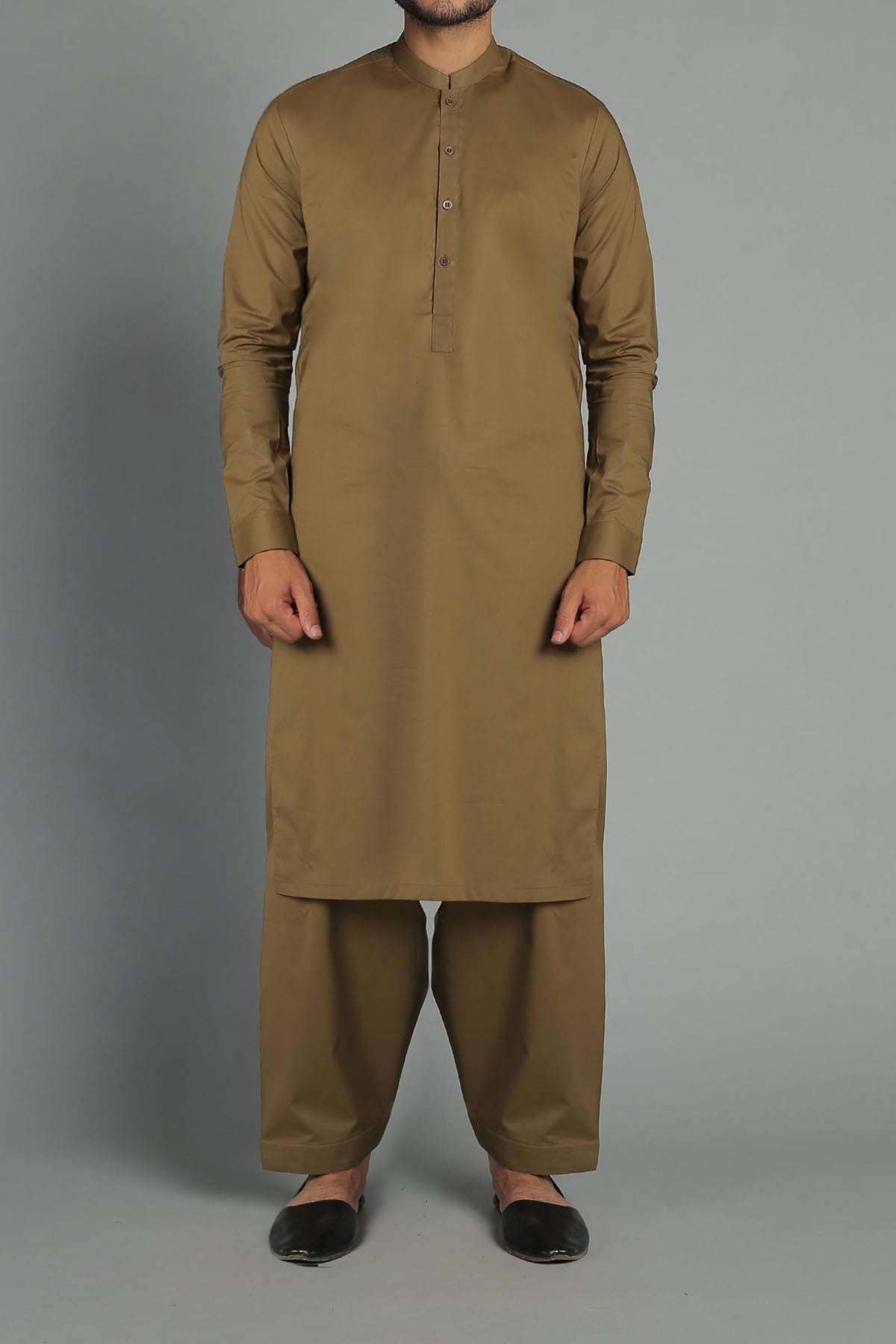 Olive Green Pima Cotton Shalwar Kameez (2-Piece) - Image 1