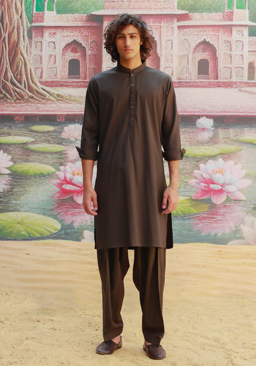 Forest Night Poly Viscose Slim Fit Shalwar Kameez (2-Piece) - Image 2