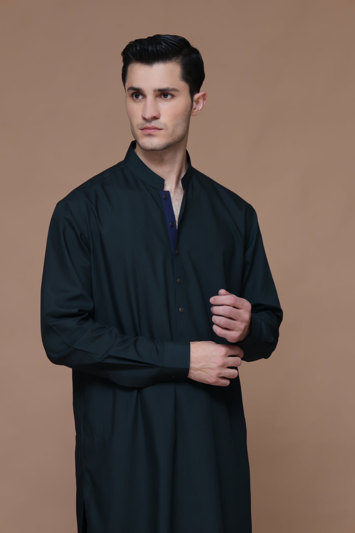 Scarab Green Poly Viscose Shalwar Kameez (2-Piece) - Image 4