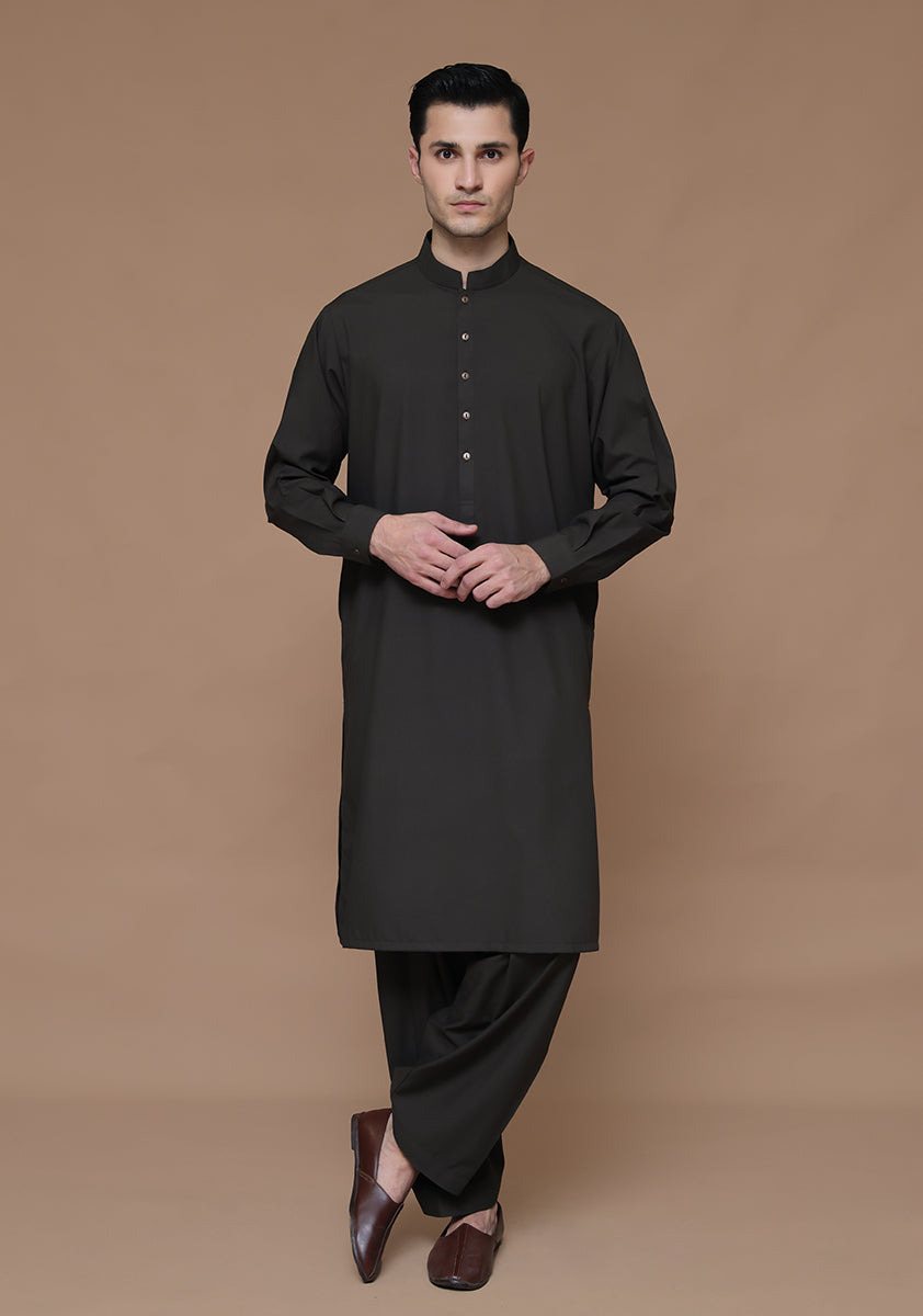 Rosin Green Poly Viscose Shalwar Kameez (2-Piece) - Image 1