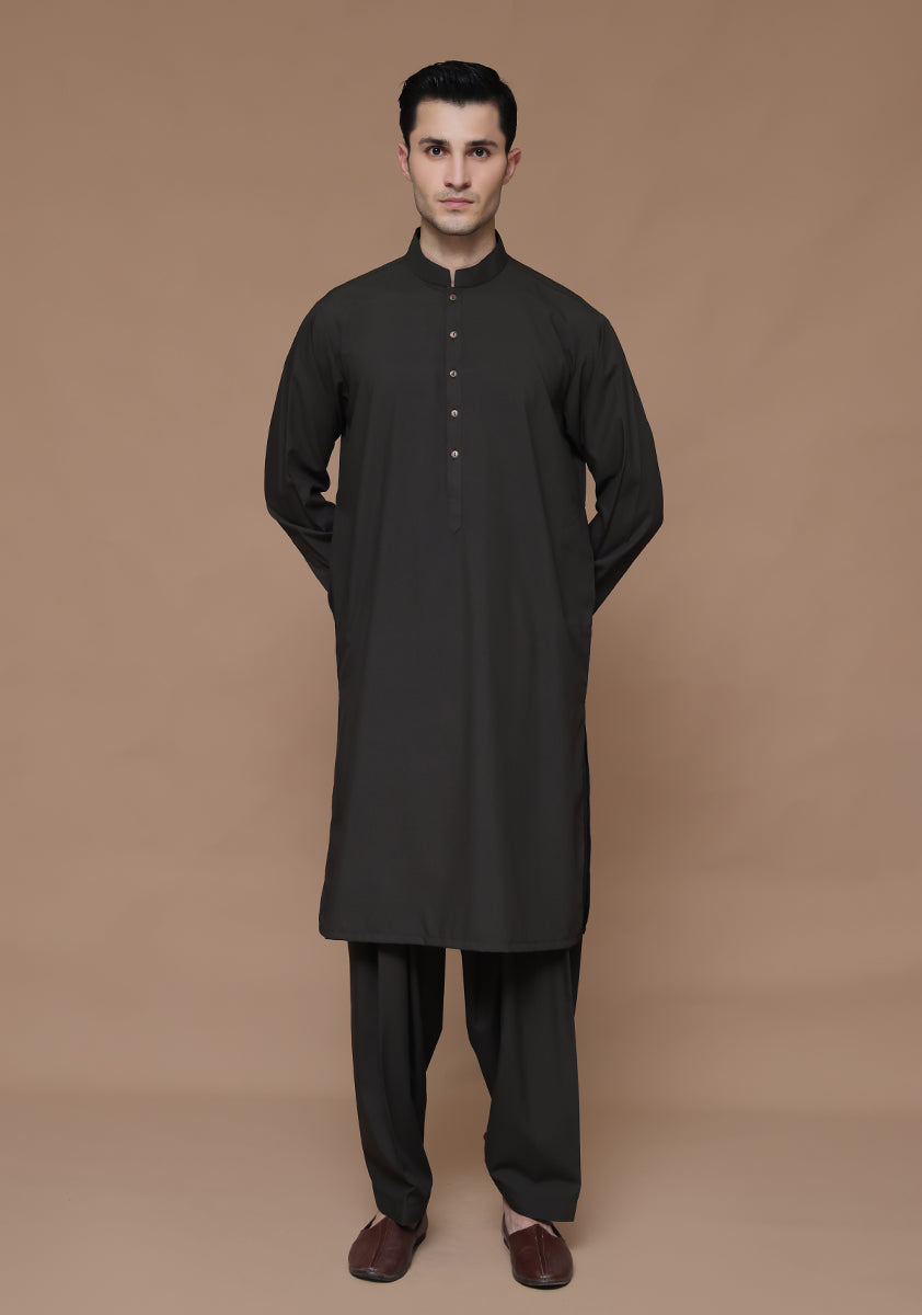 Rosin Green Poly Viscose Shalwar Kameez (2-Piece) - Image 2