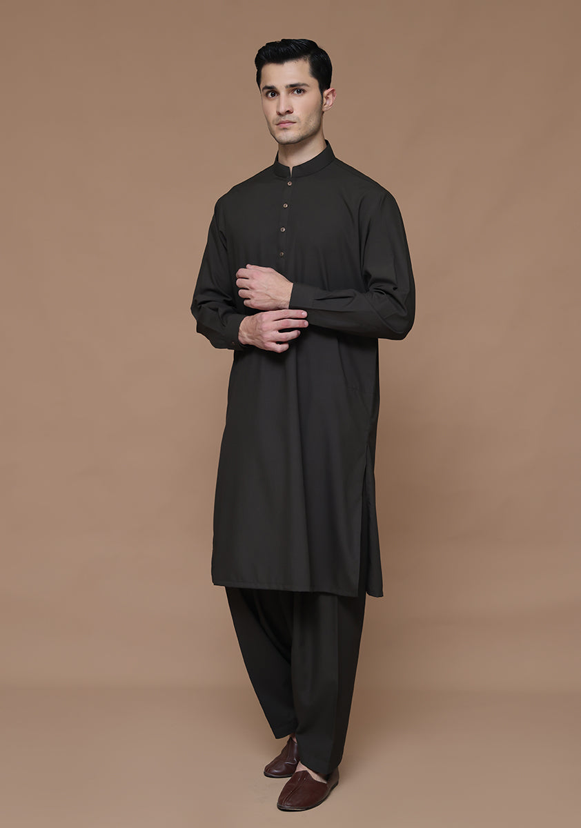 Rosin Green Poly Viscose Shalwar Kameez (2-Piece) - Image 3