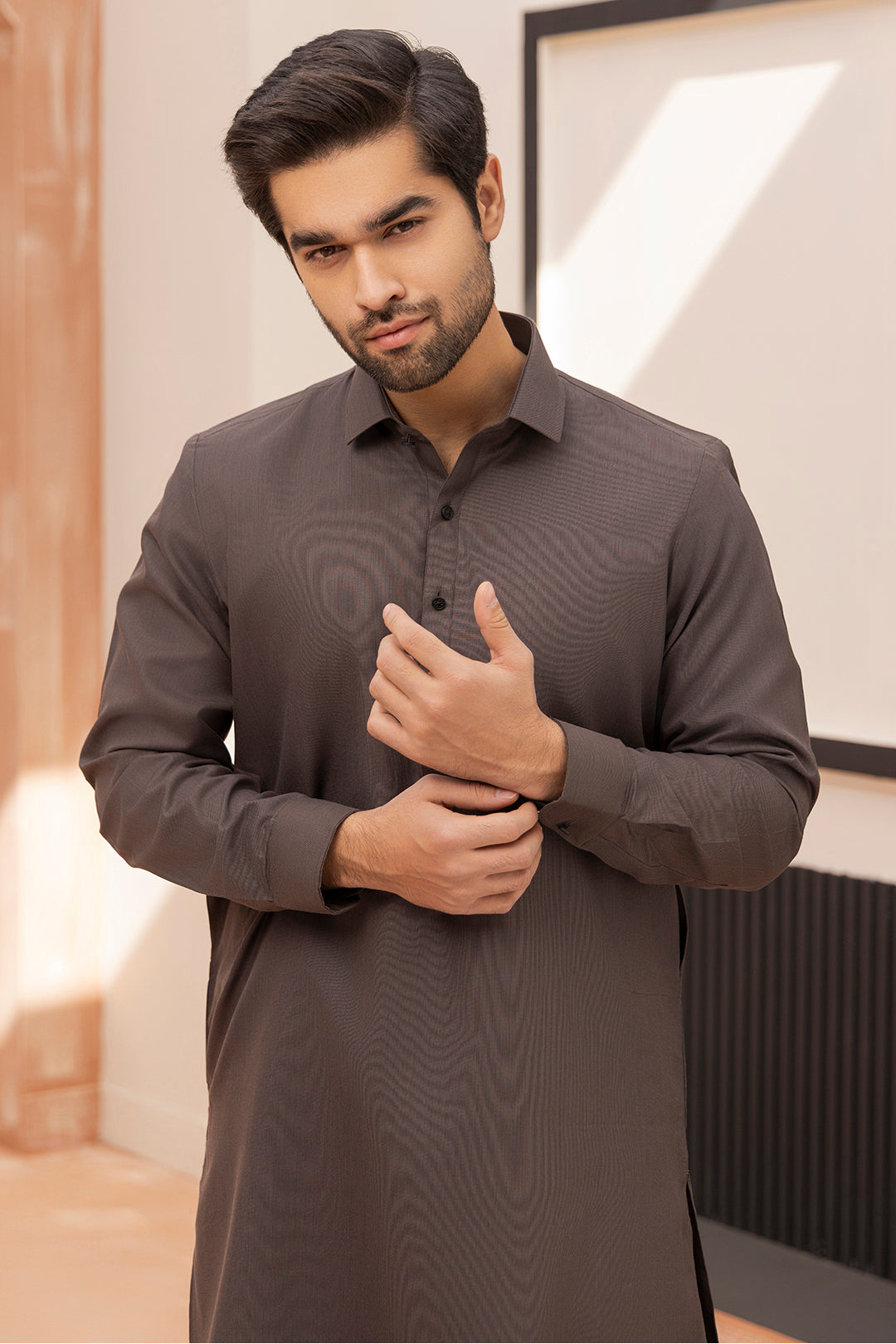 Dark Green PV Textured Wash & Wear Shalwar Kameez (2-Piece) - Image 101