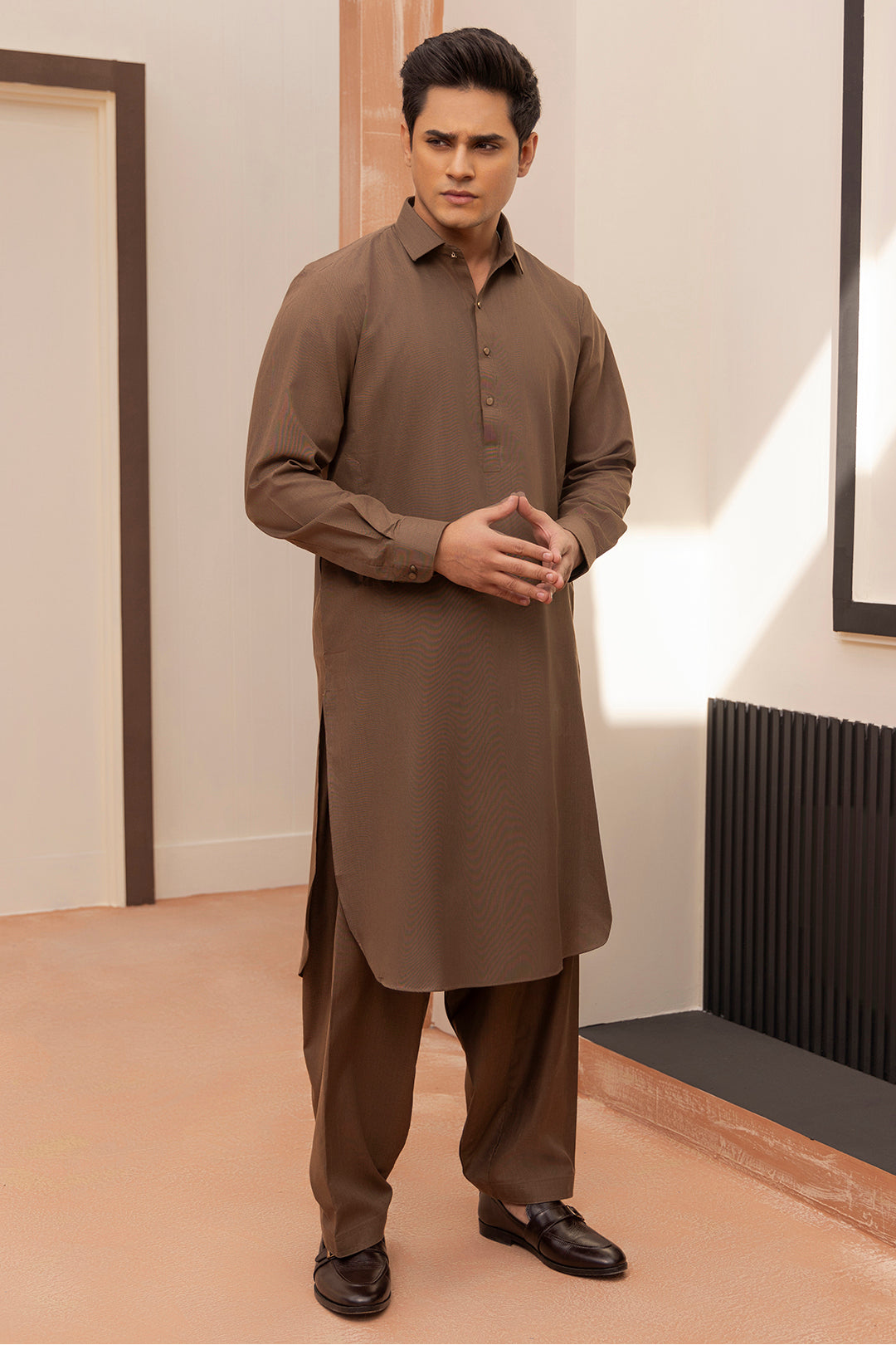 Dark Green PV Textured Wash & Wear Shalwar Kameez (2-Piece) - Image 104