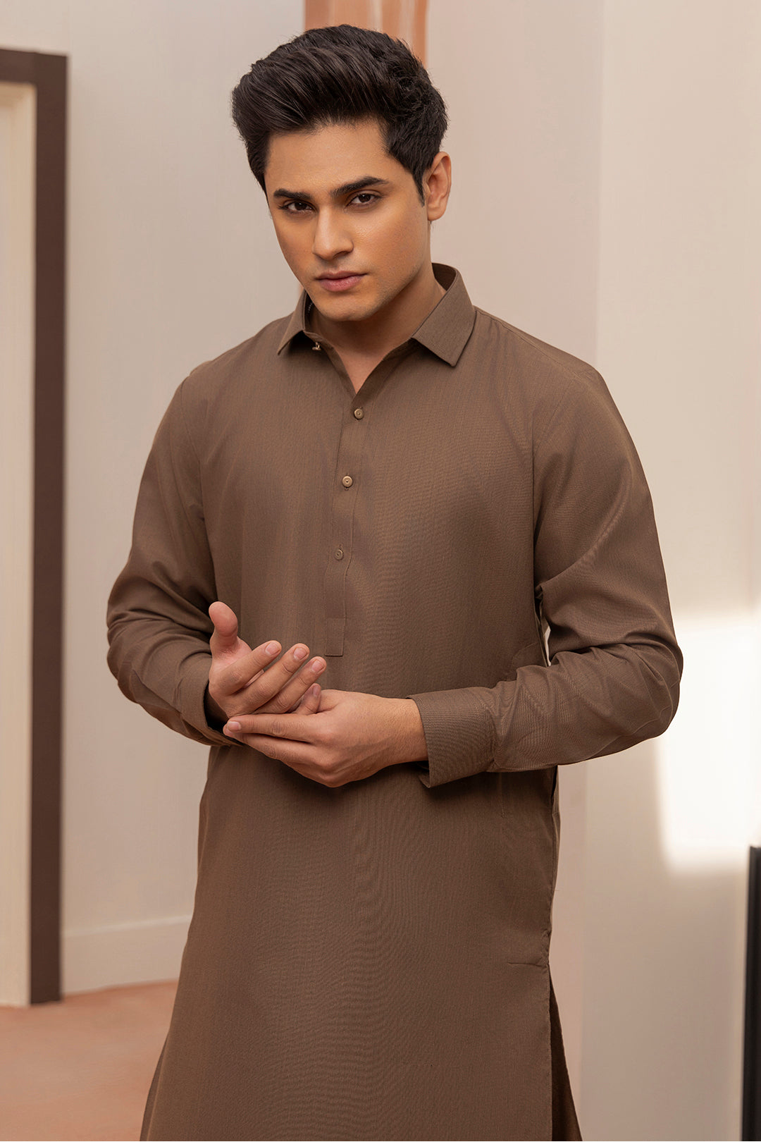 Dark Green PV Textured Wash & Wear Shalwar Kameez (2-Piece) - Image 105