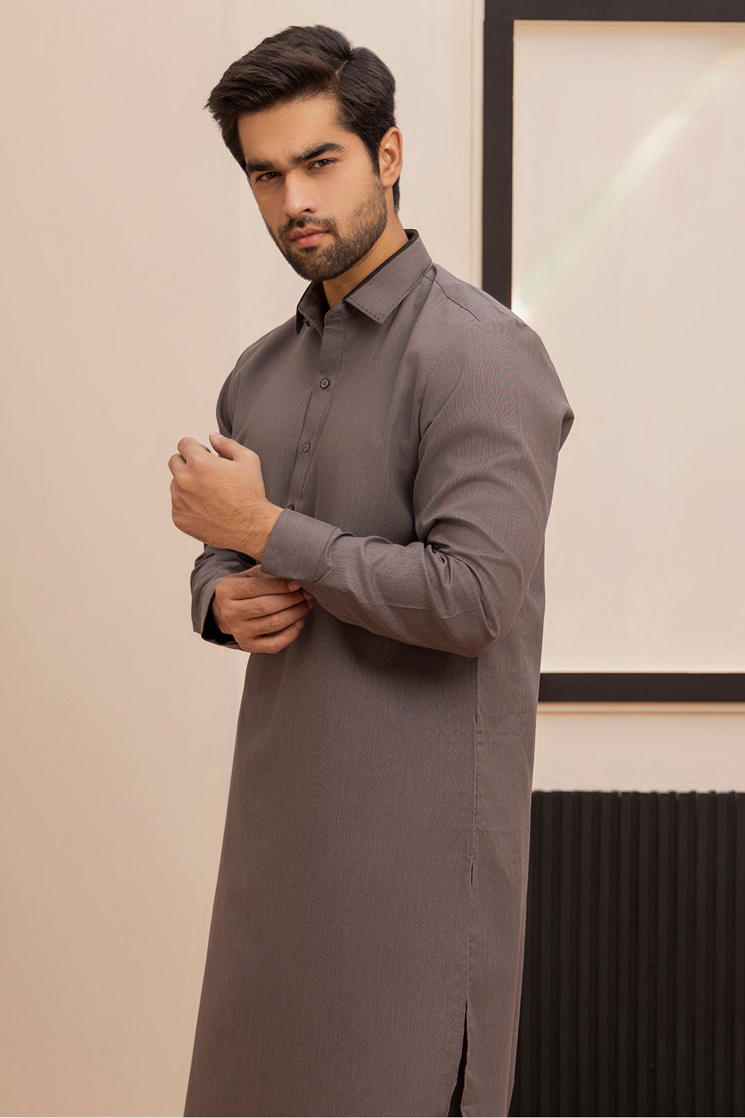 Dark Green PV Textured Wash & Wear Shalwar Kameez (2-Piece) - Image 108