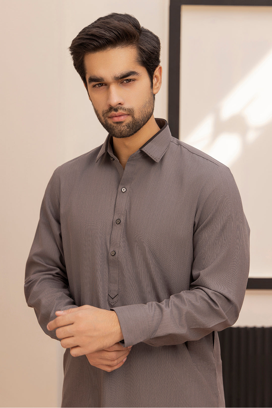 Dark Green PV Textured Wash & Wear Shalwar Kameez (2-Piece) - Image 111