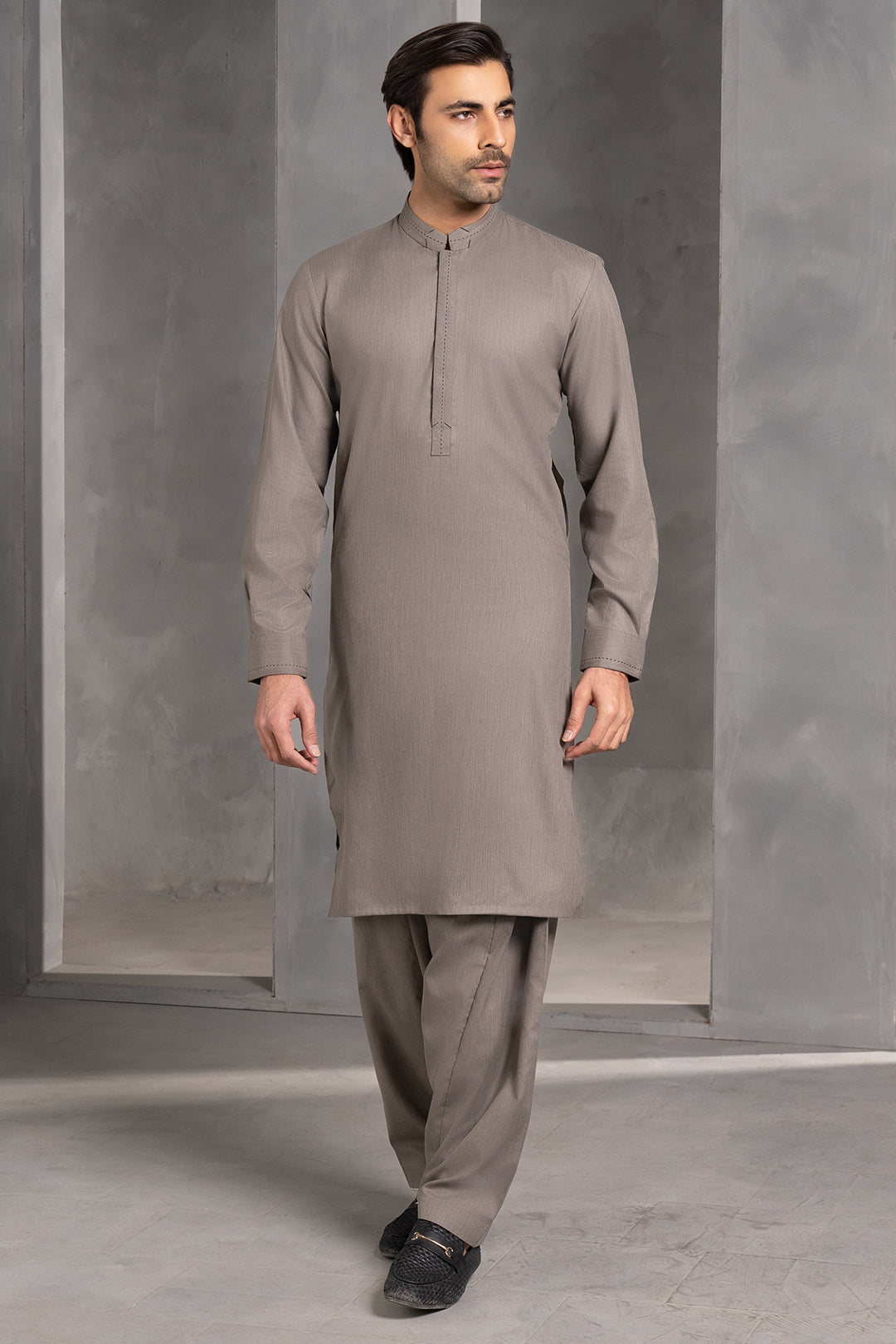 Dark Green PV Textured Wash & Wear Shalwar Kameez (2-Piece) - Image 114