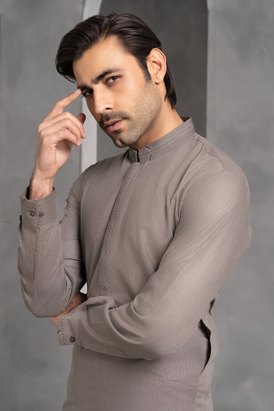 Dark Green PV Textured Wash & Wear Shalwar Kameez (2-Piece) - Image 117