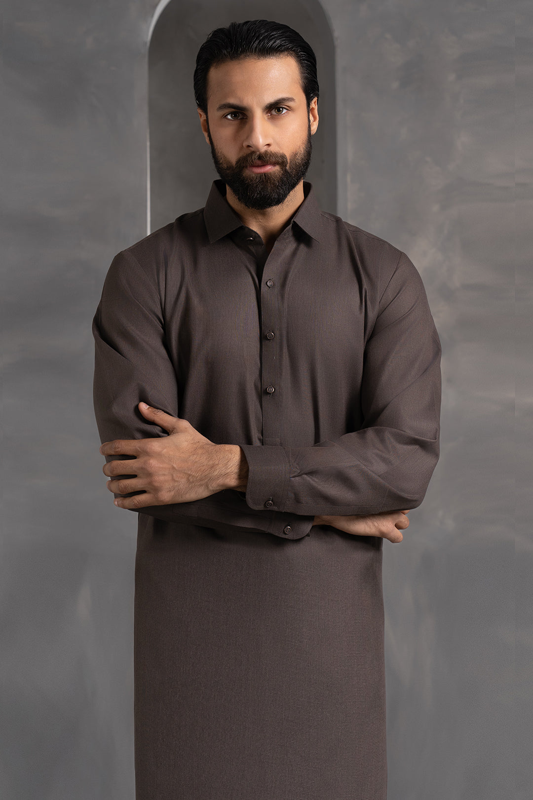 Dark Green PV Textured Wash & Wear Shalwar Kameez (2-Piece) - Image 119
