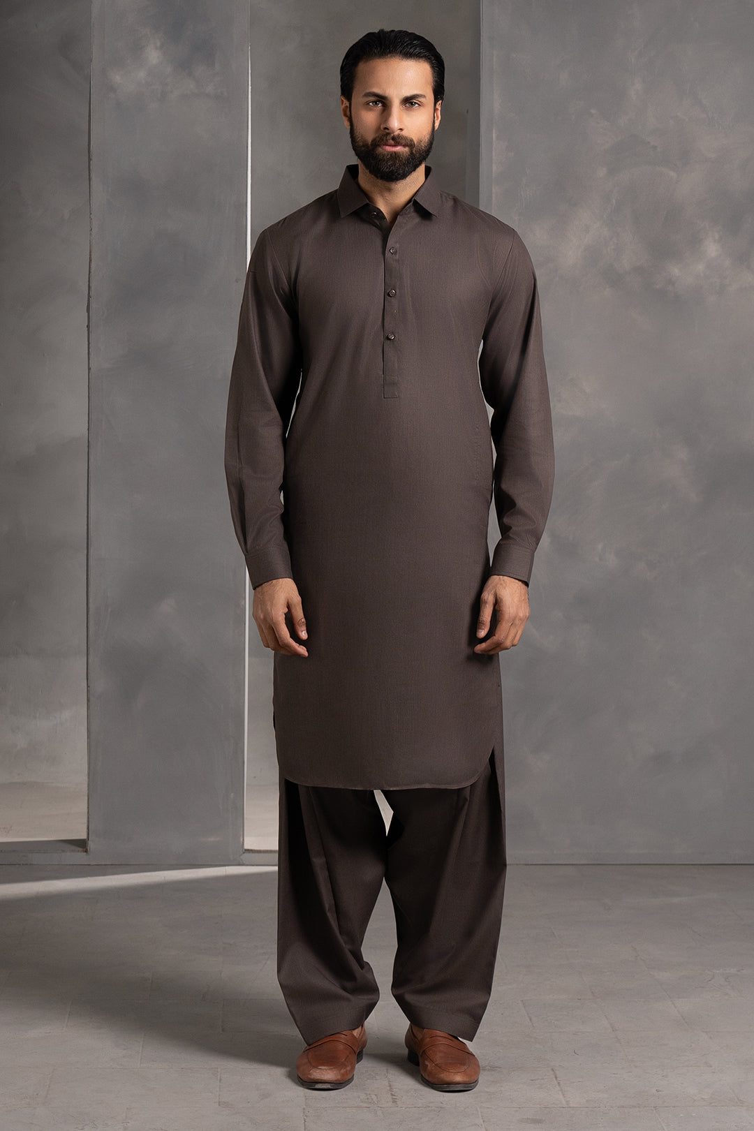 Dark Green PV Textured Wash & Wear Shalwar Kameez (2-Piece) - Image 120