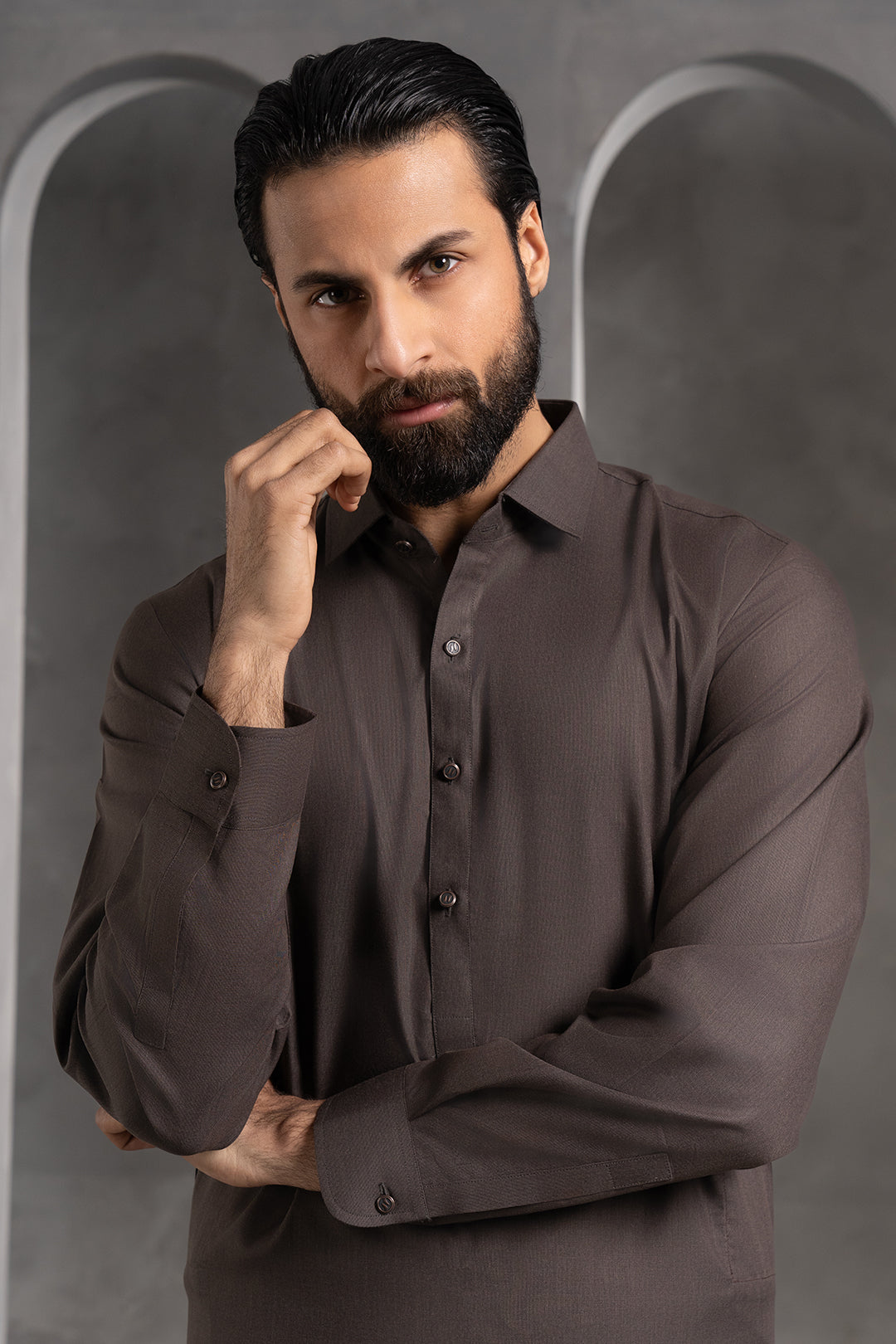 Dark Green PV Textured Wash & Wear Shalwar Kameez (2-Piece) - Image 121