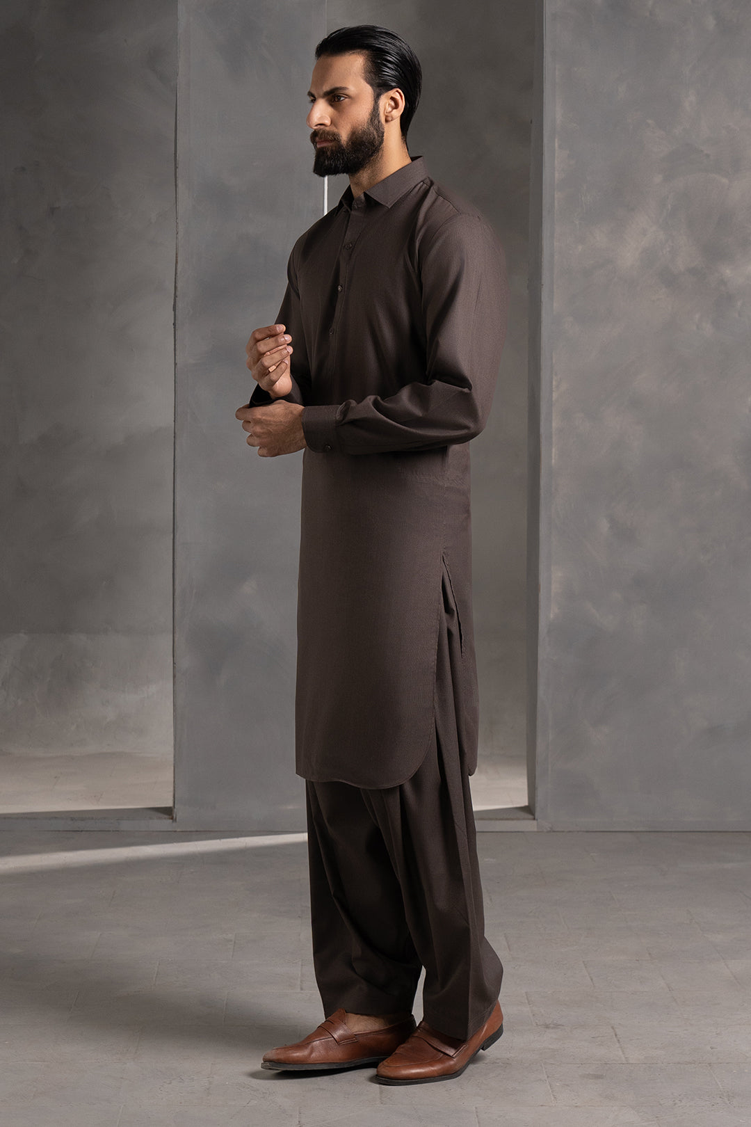 Dark Green PV Textured Wash & Wear Shalwar Kameez (2-Piece) - Image 122