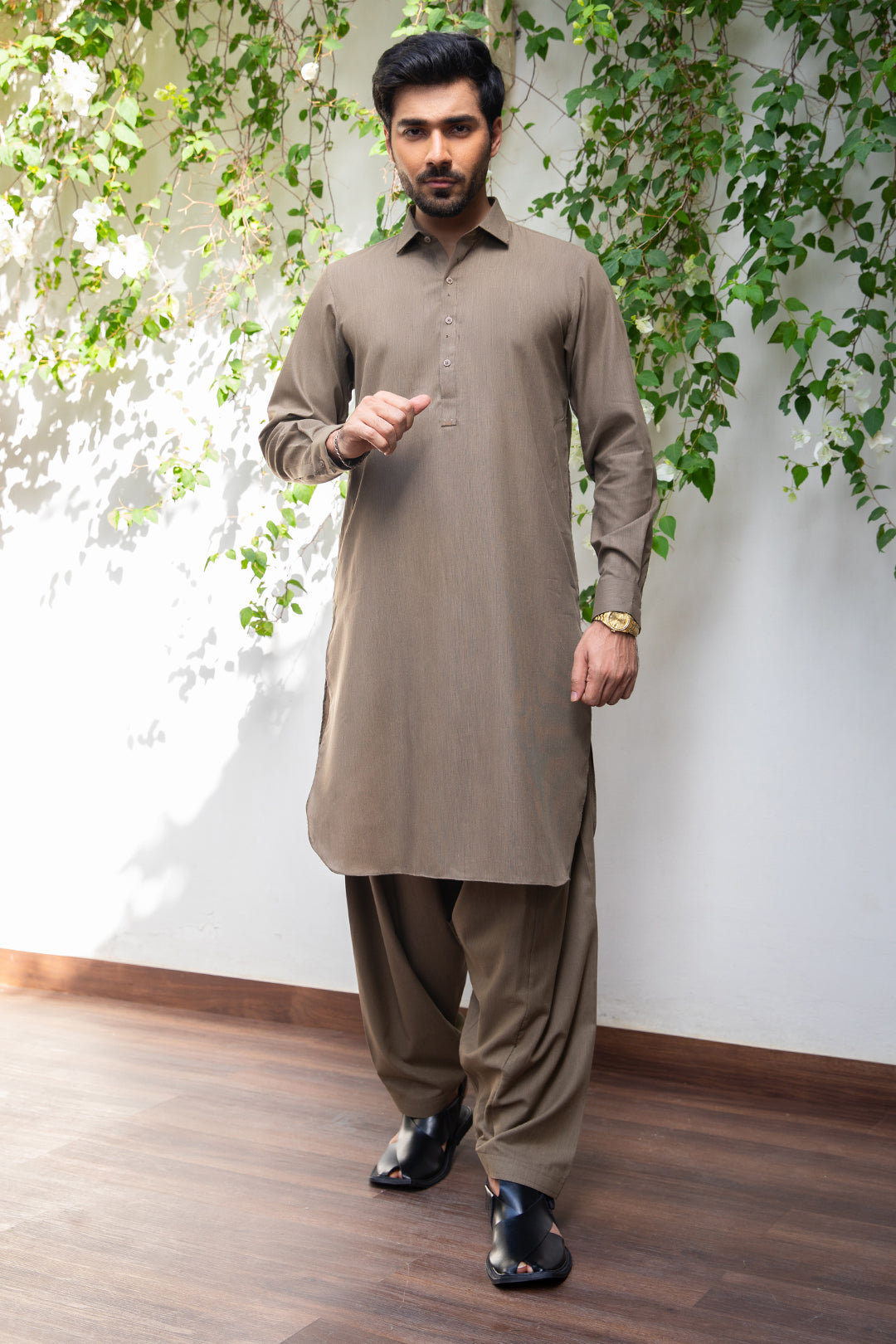 Dark Green PV Textured Wash & Wear Shalwar Kameez (2-Piece) - Image 17