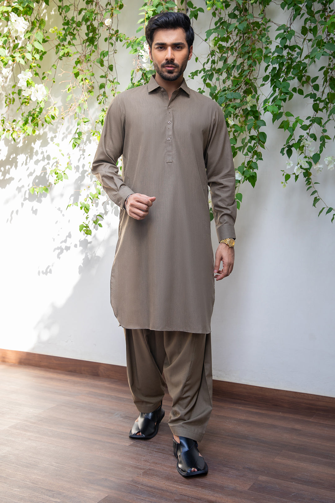 Dark Green PV Textured Wash & Wear Shalwar Kameez (2-Piece) - Image 18