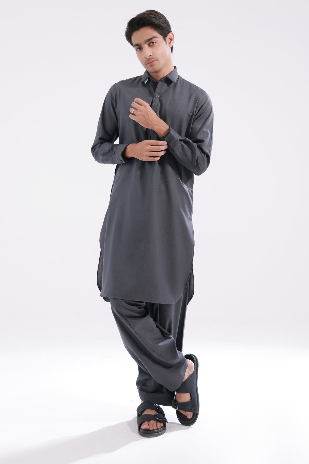 Dark Green PV Textured Wash & Wear Shalwar Kameez (2-Piece) - Image 22
