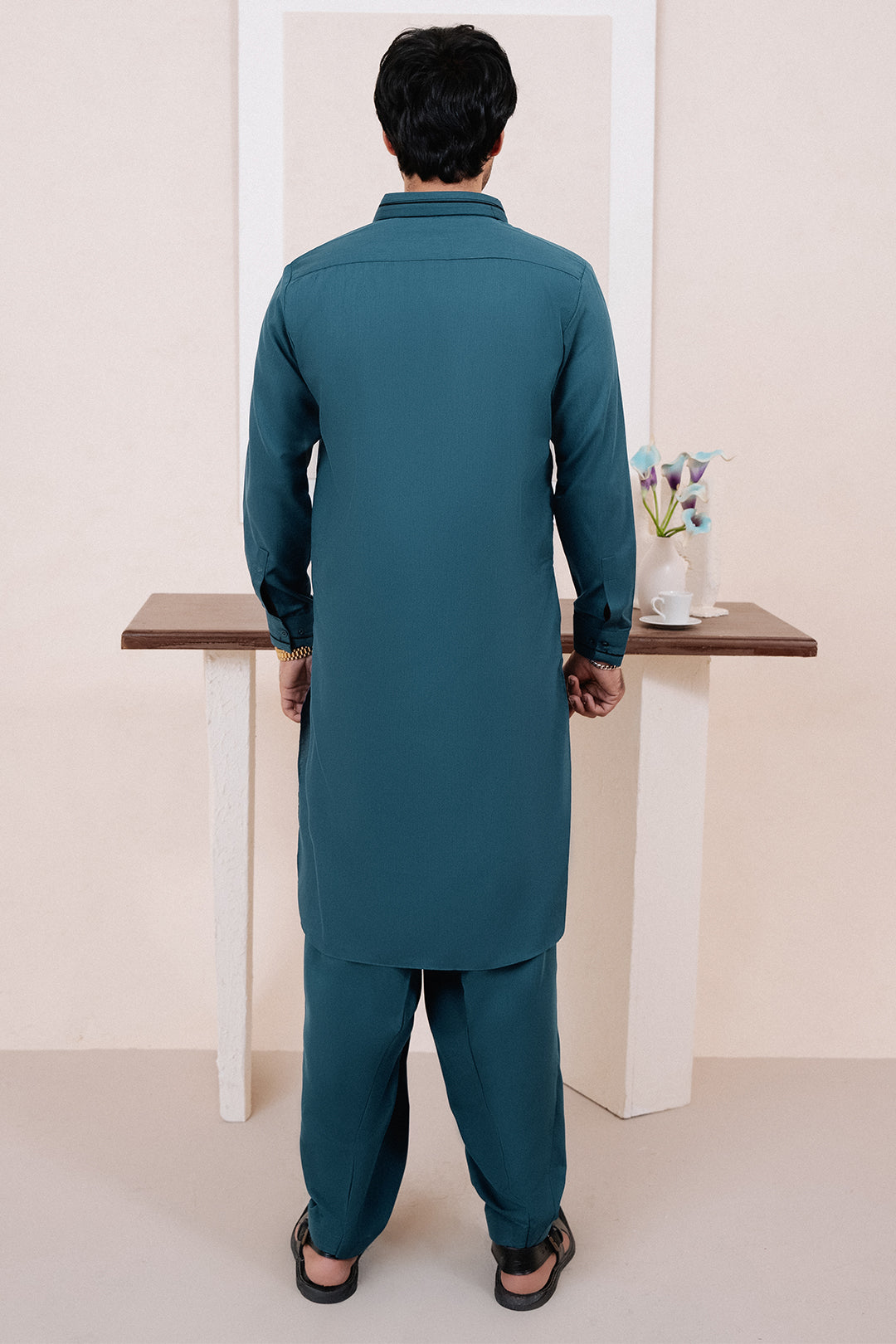 Dark Green PV Textured Wash & Wear Shalwar Kameez (2-Piece) - Image 36