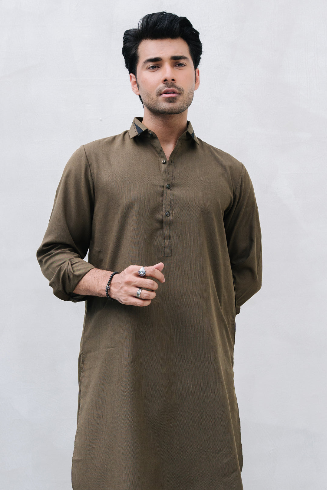 Dark Green PV Textured Wash & Wear Shalwar Kameez (2-Piece) - Image 37