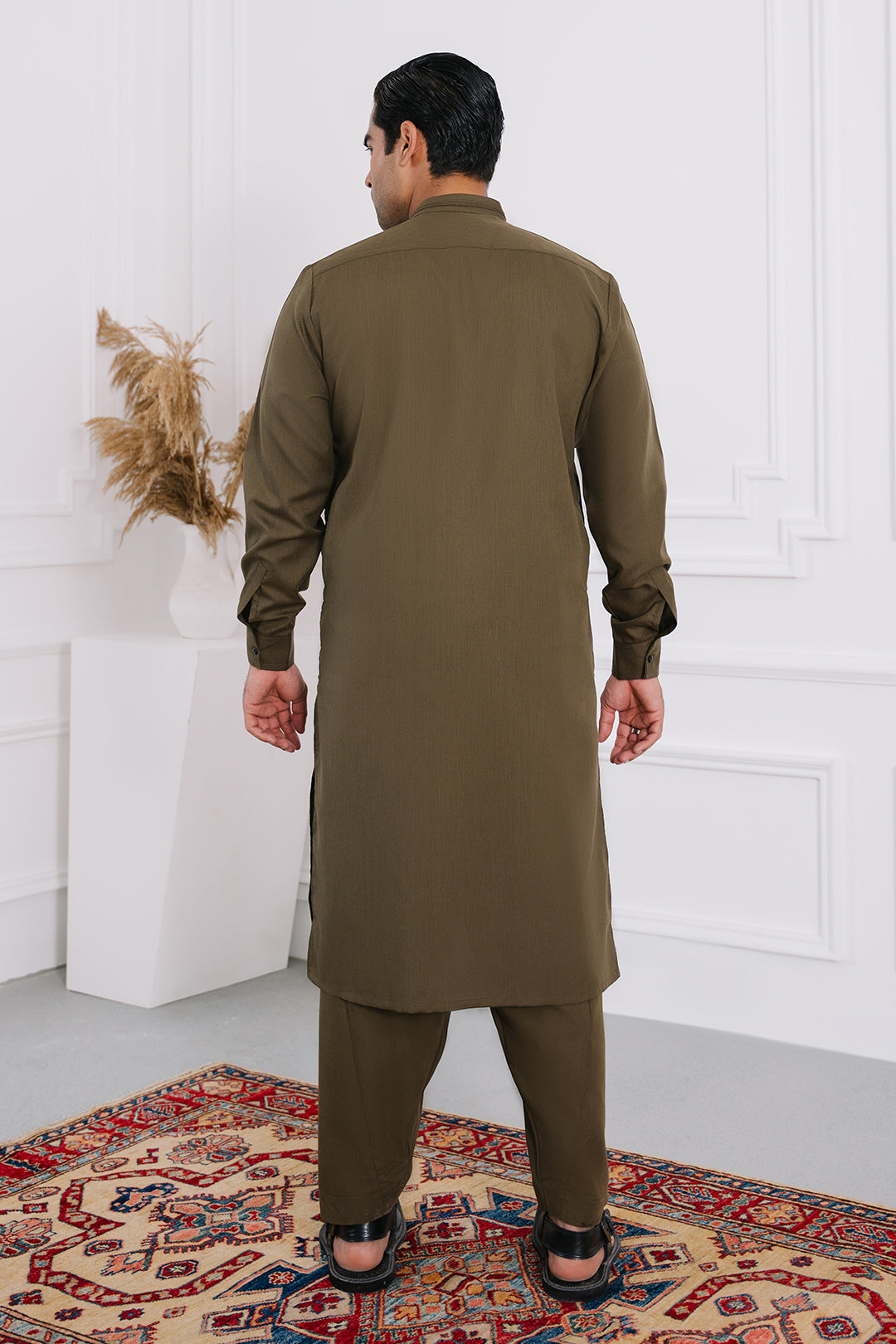 Dark Green PV Textured Wash & Wear Shalwar Kameez (2-Piece) - Image 52