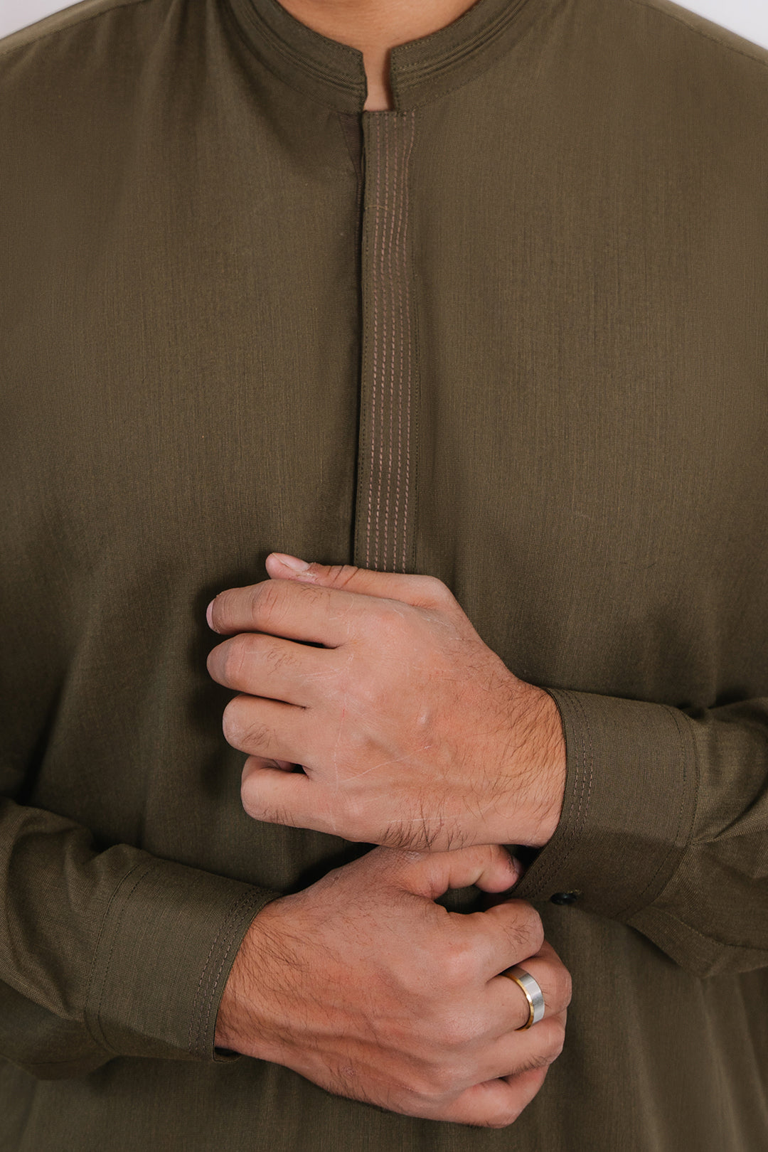 Dark Green PV Textured Wash & Wear Shalwar Kameez (2-Piece) - Image 54