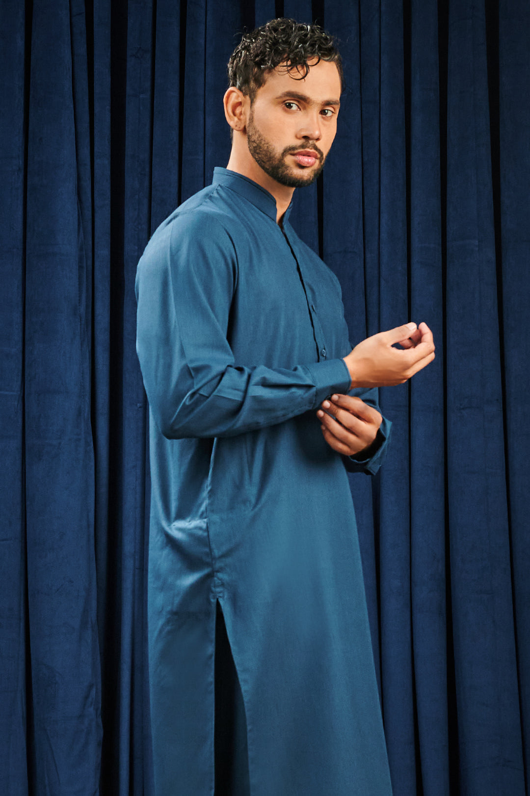 Dark Green PV Textured Wash & Wear Shalwar Kameez (2-Piece) - Image 83
