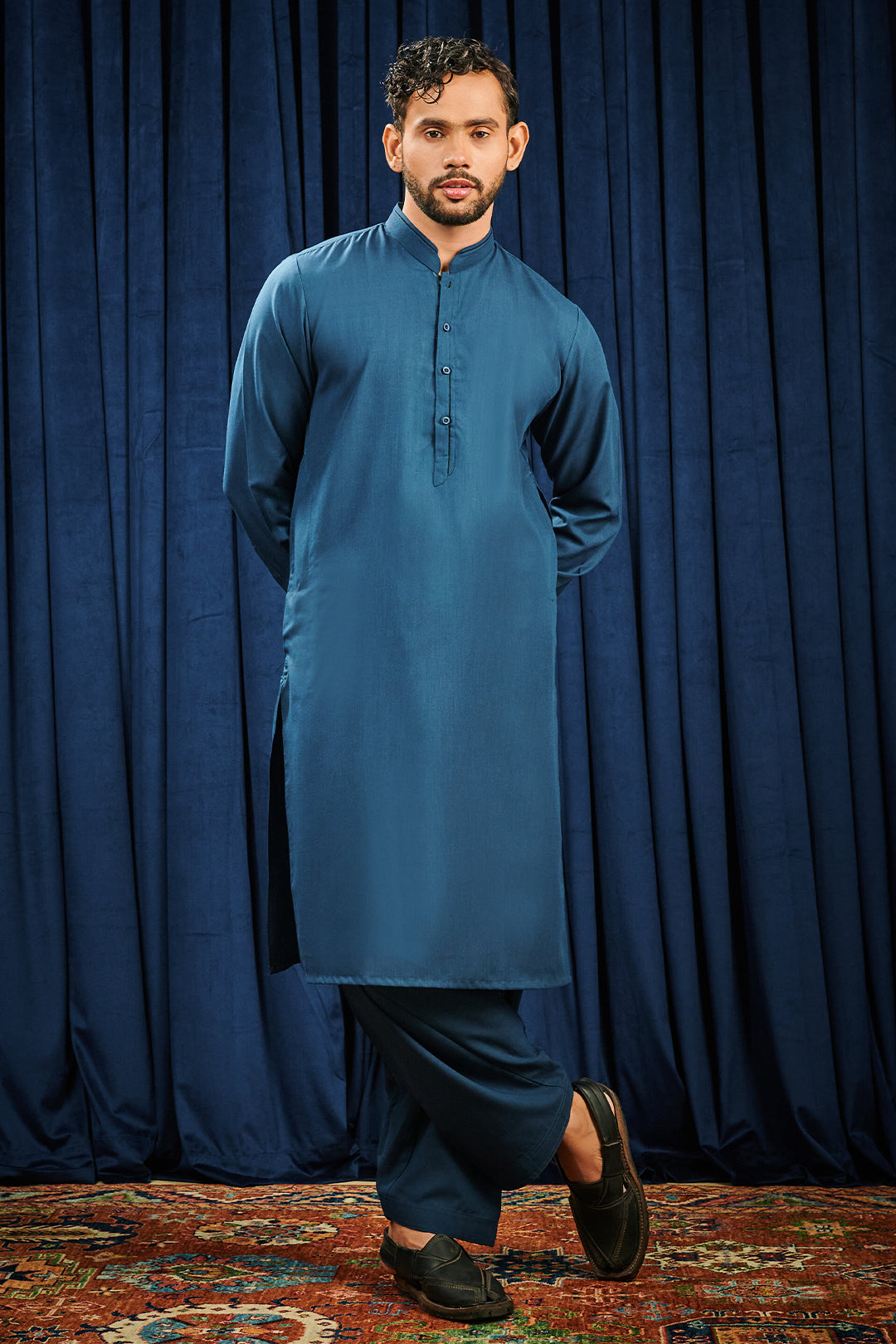 Dark Green PV Textured Wash & Wear Shalwar Kameez (2-Piece) - Image 85