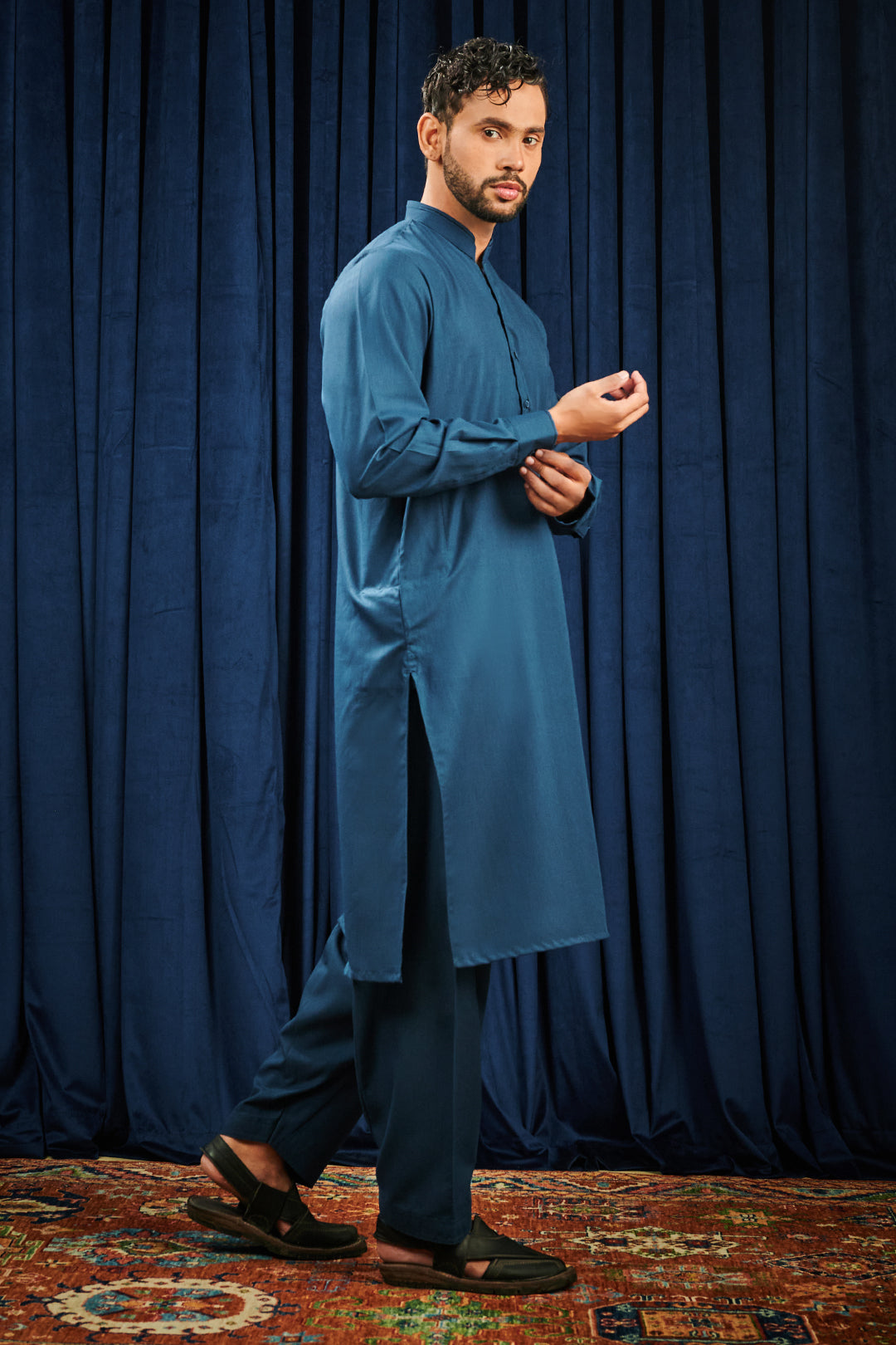 Dark Green PV Textured Wash & Wear Shalwar Kameez (2-Piece) - Image 88