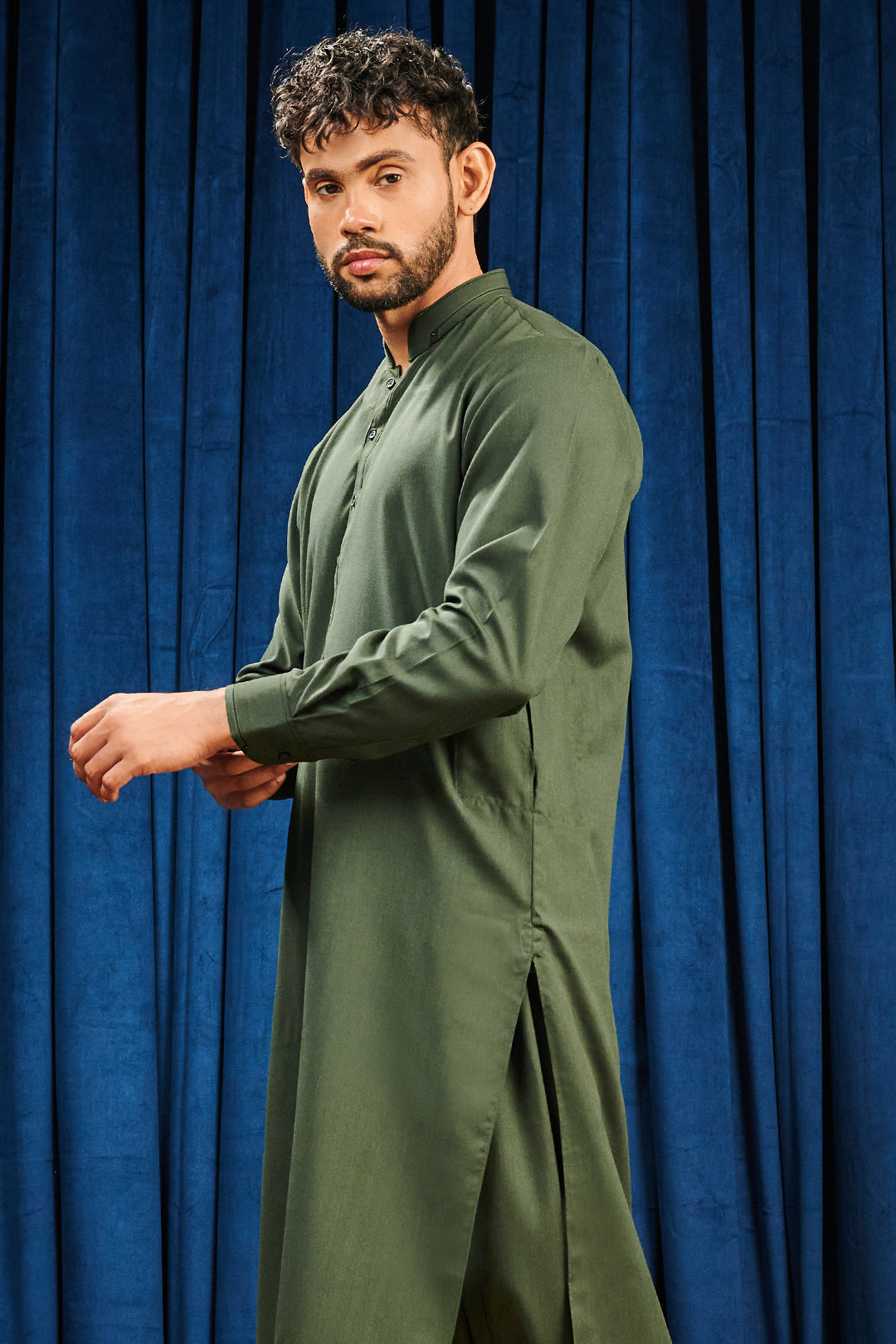 Dark Green PV Textured Wash & Wear Shalwar Kameez (2-Piece) - Image 89