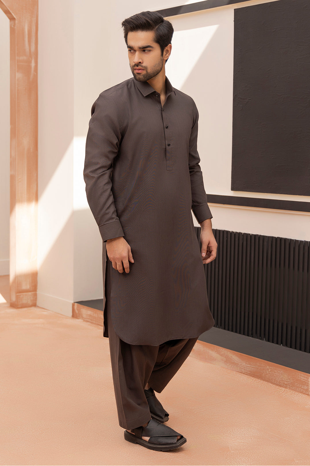 Dark Green PV Textured Wash & Wear Shalwar Kameez (2-Piece) - Image 99