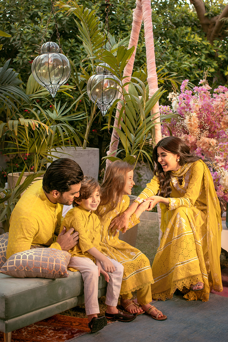 Lime Green Schiffli Cotton Shalwar Kameez (2-Piece) - Image 1