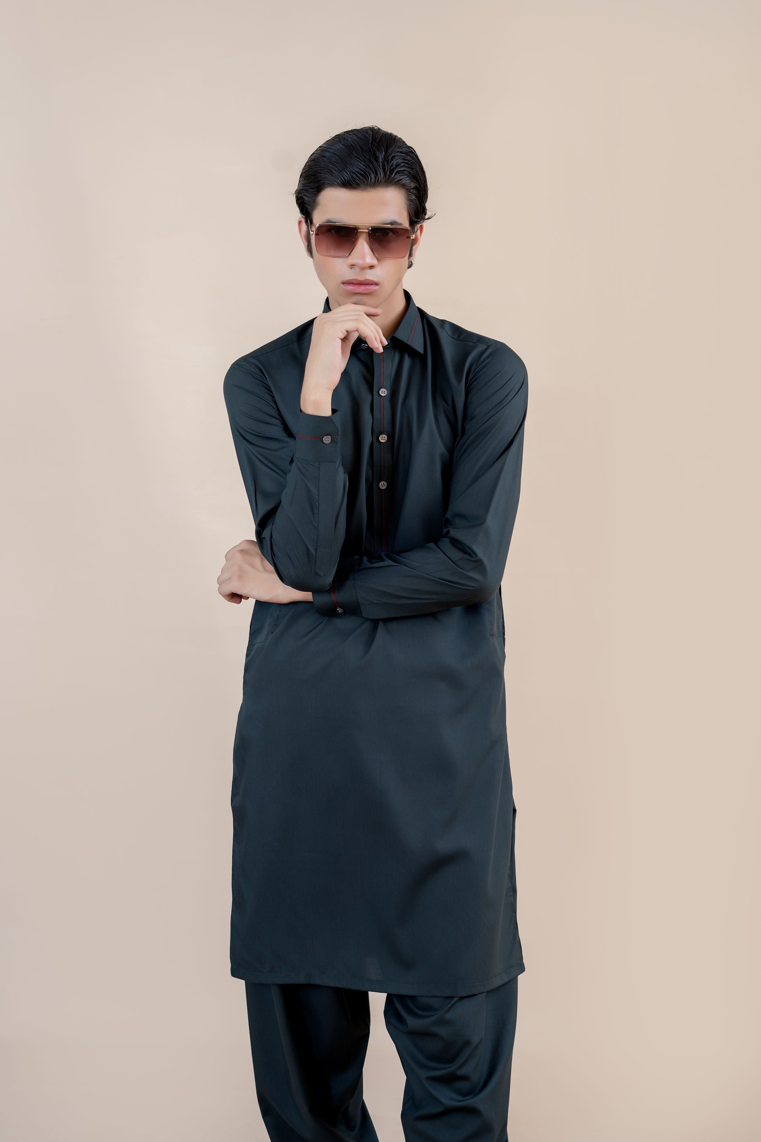 Deep Green Wash-and-Wear Shalwar Kameez (2-Piece) - Image 3