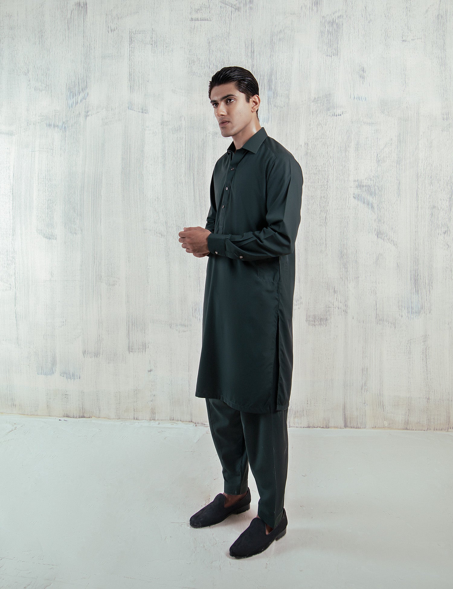 Deep Green Wash & Wear Shalwar Kameez (2-Piece) - Image 3