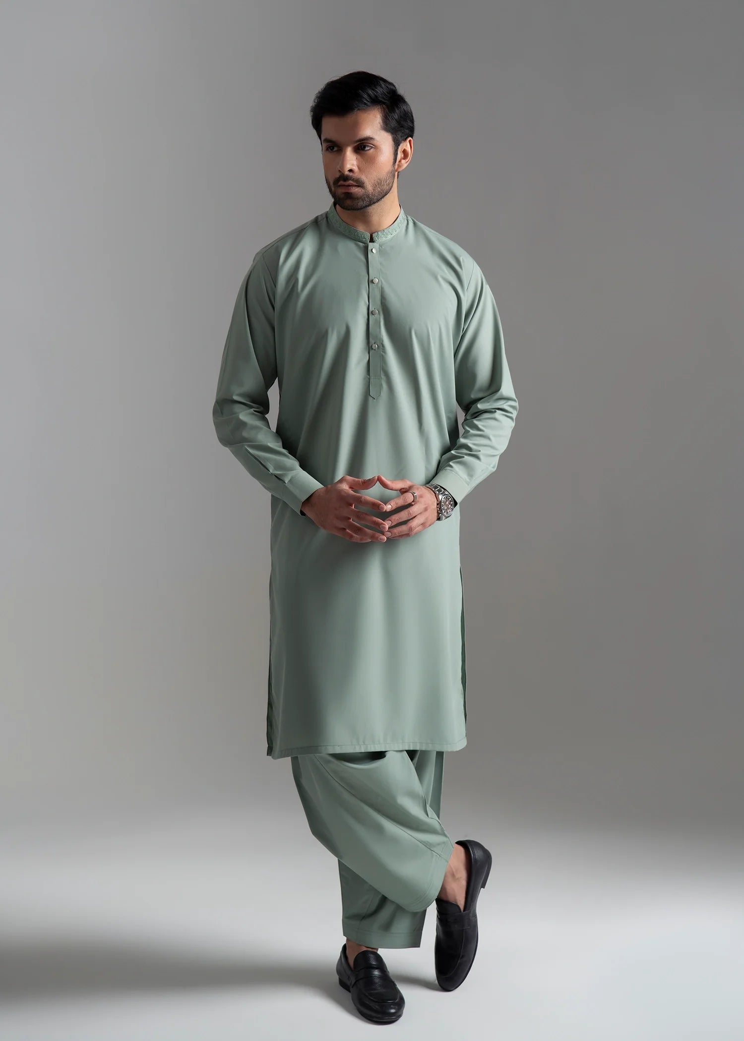 Light Green Wash & Wear Shalwar Kameez (2-Piece) - Image 1