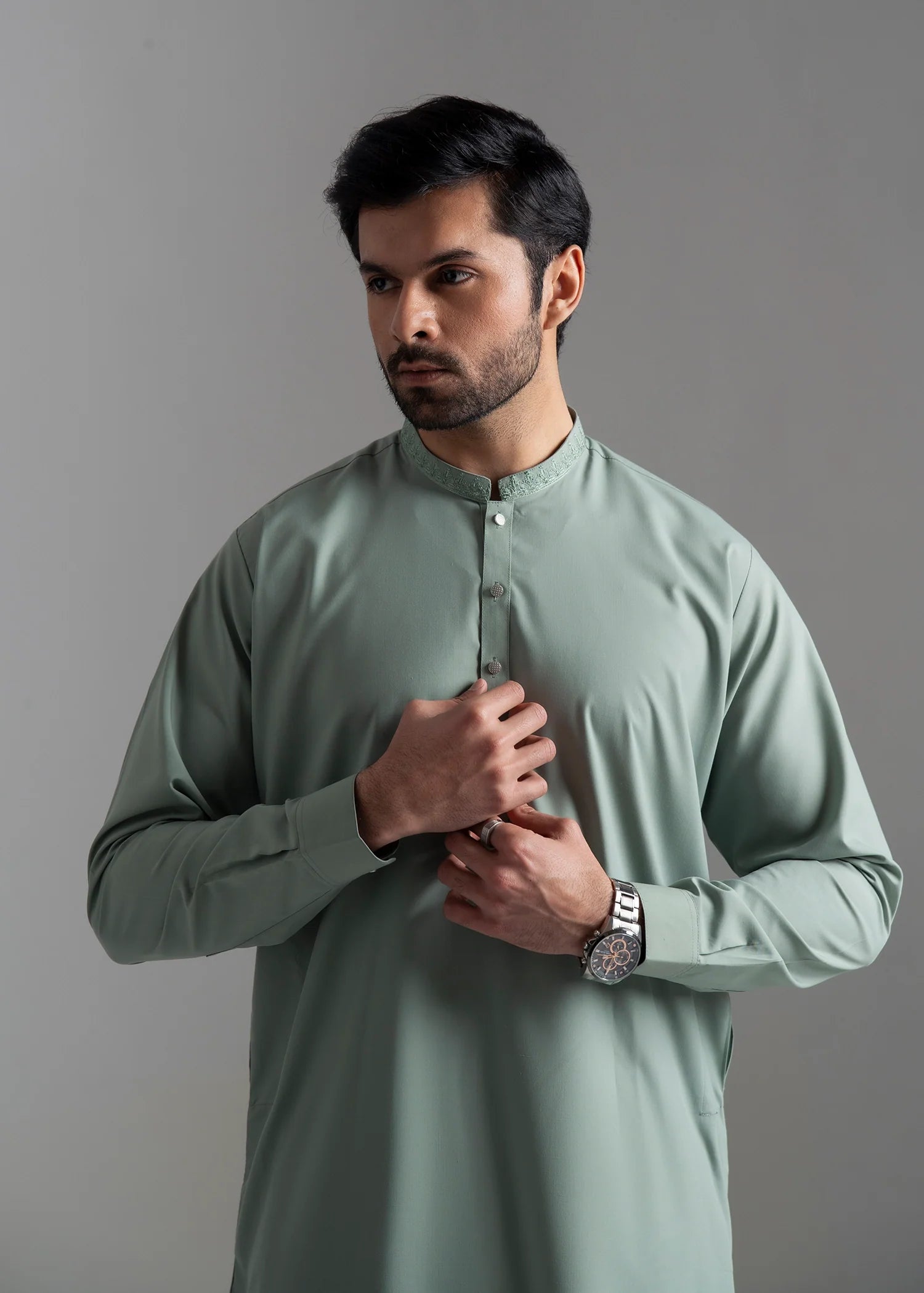 Light Green Wash & Wear Shalwar Kameez (2-Piece) - Image 2