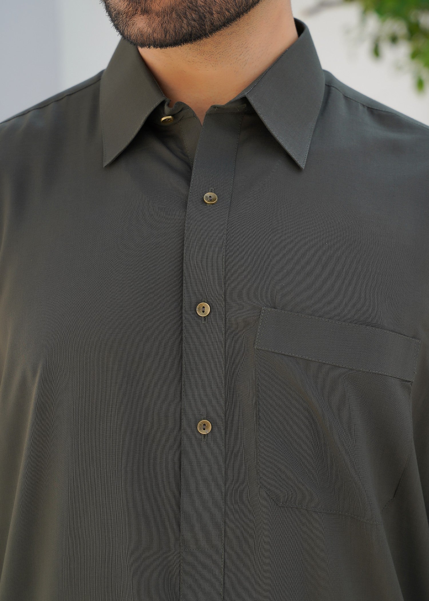 Olive Green Wash & Wear Shalwar Kameez (2-Piece) - Image 4