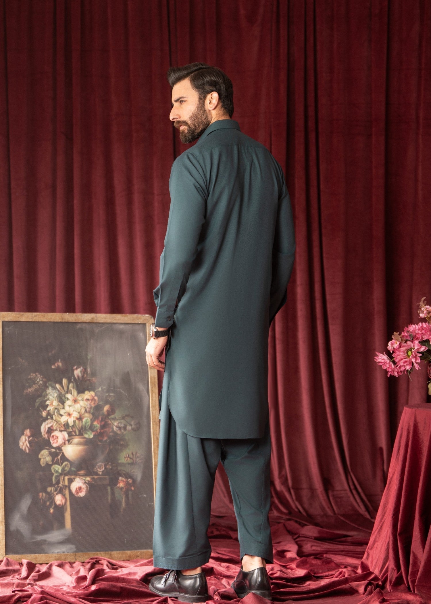 Dark Green Wash & Wear Shalwar Kameez (2-Piece) - Image 3
