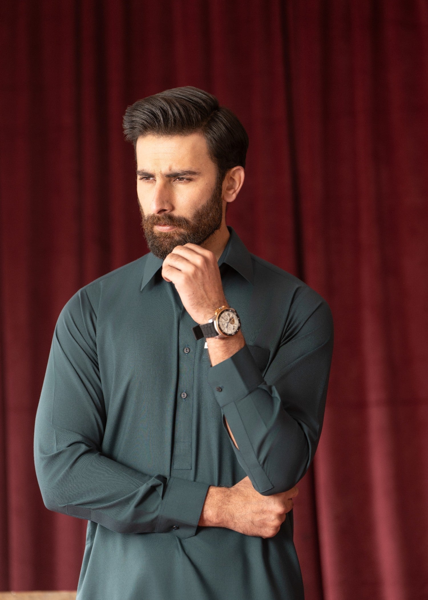 Dark Green Wash & Wear Shalwar Kameez (2-Piece) - Image 4