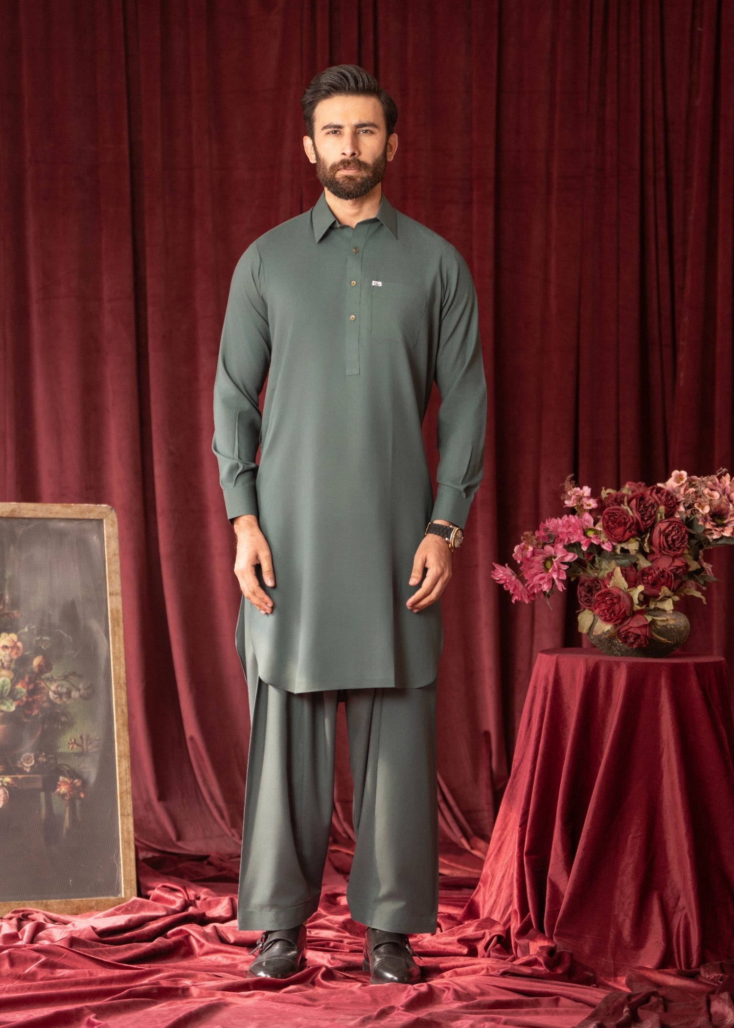 Deep Green Wash & Wear Shalwar Kameez (2-Piece) - Image 1