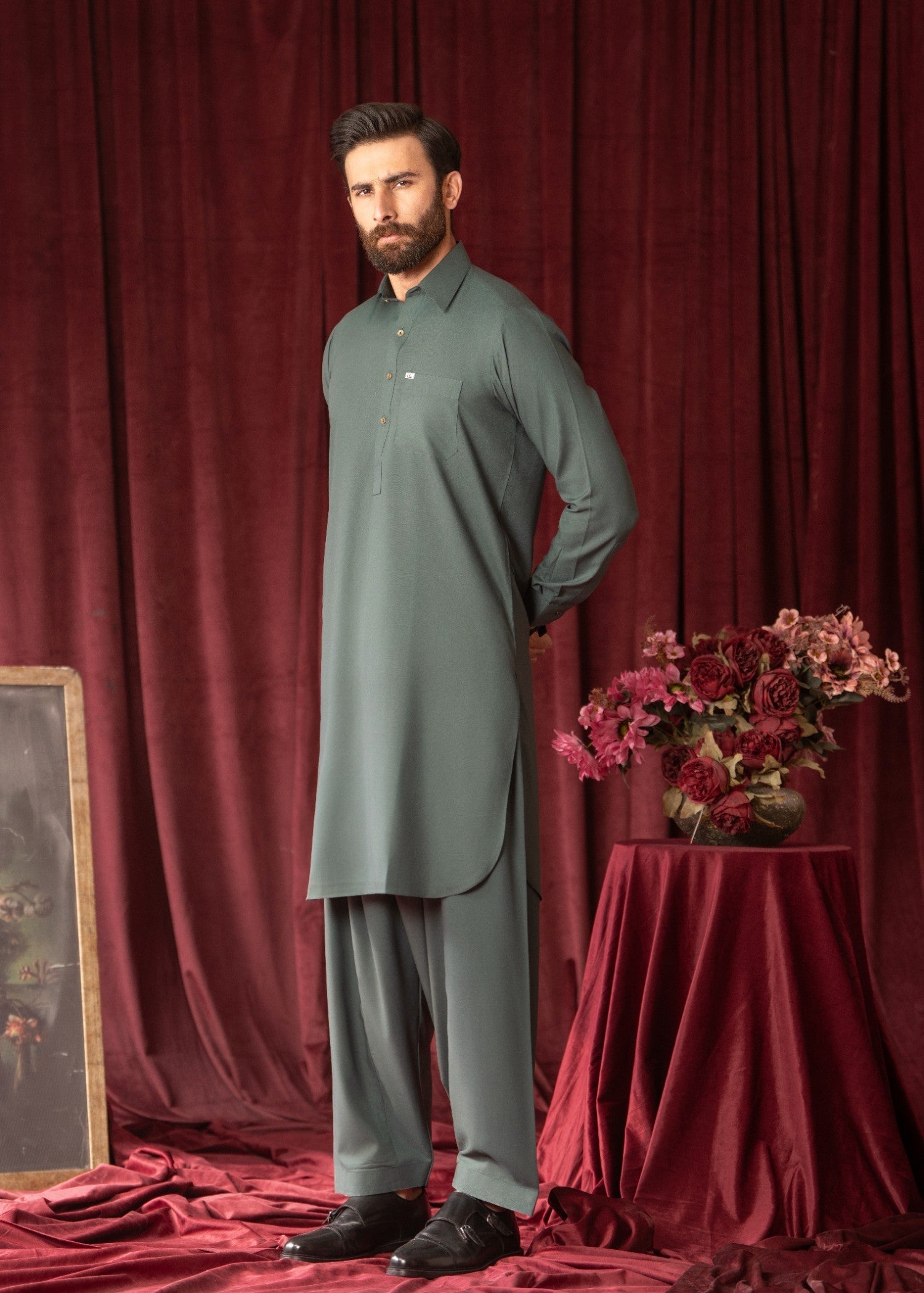Deep Green Wash & Wear Shalwar Kameez (2-Piece) - Image 2