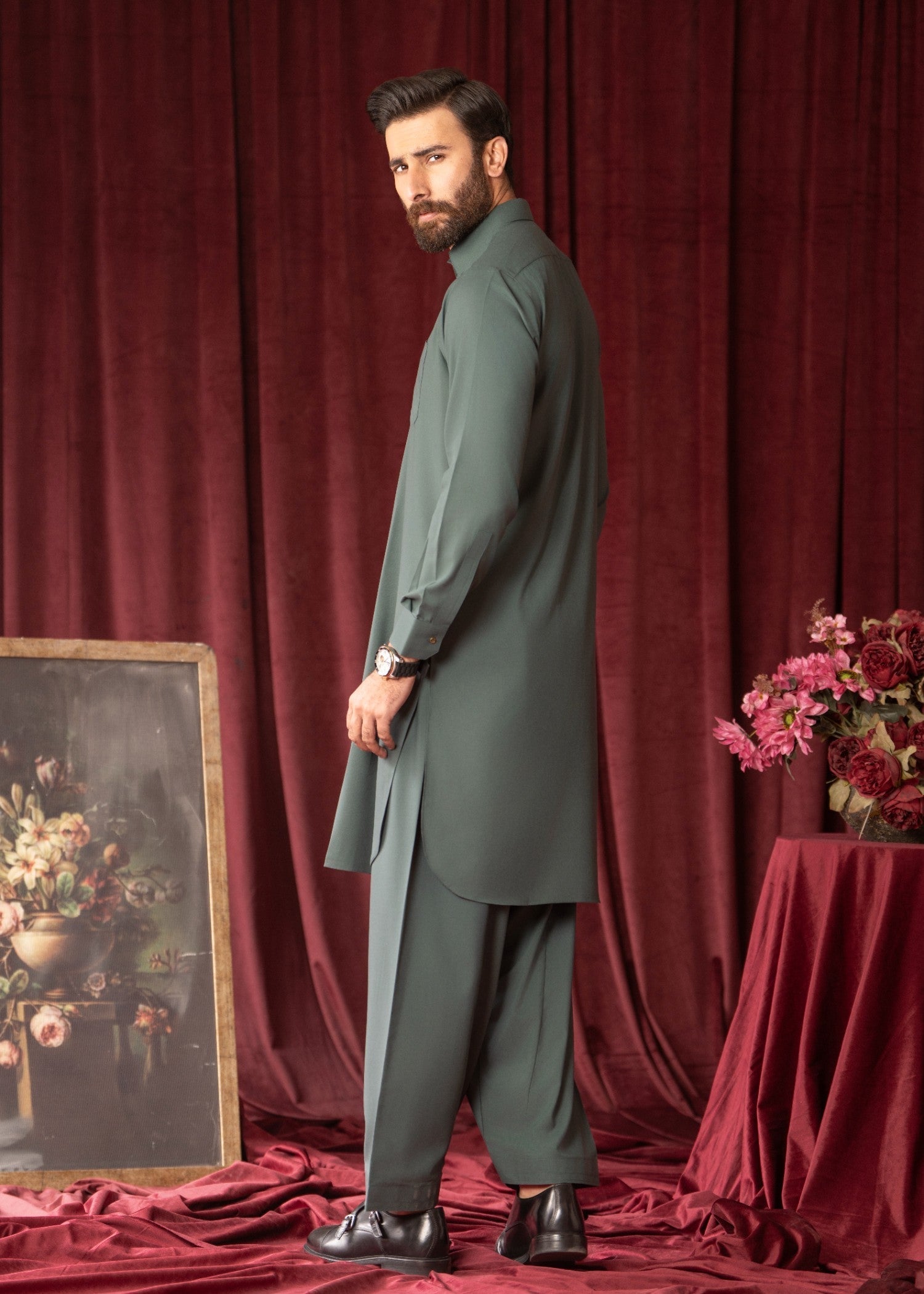 Deep Green Wash & Wear Shalwar Kameez (2-Piece) - Image 3