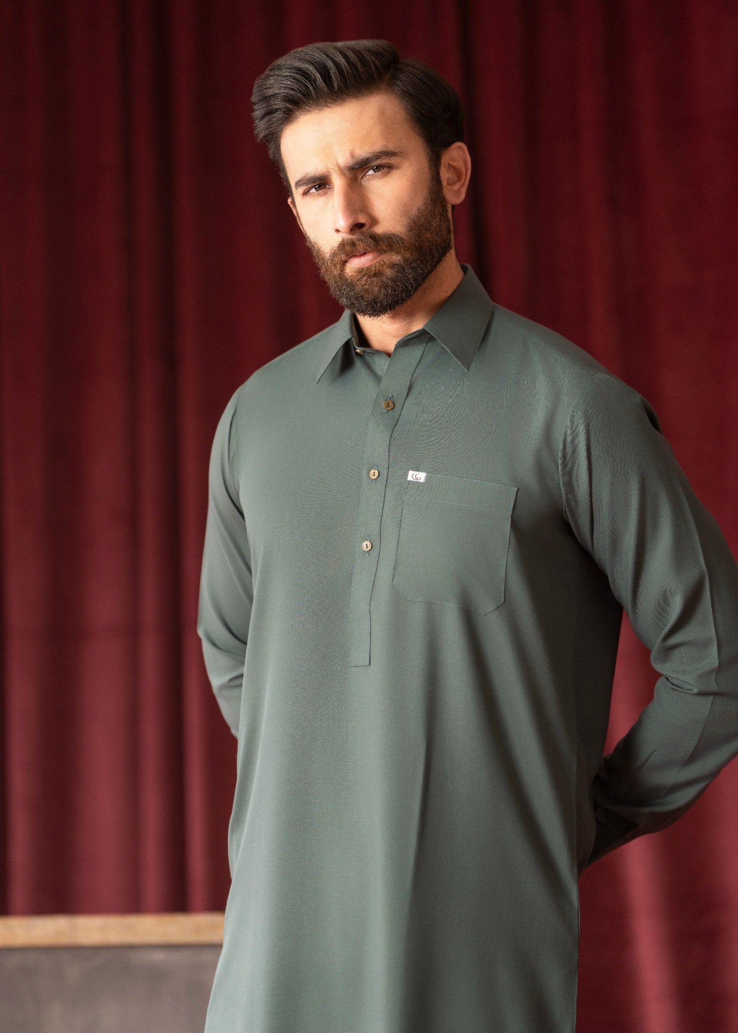 Deep Green Wash & Wear Shalwar Kameez (2-Piece) - Image 4