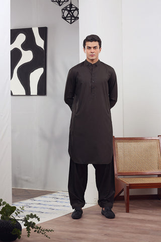 Olive Green Wash & Wear Shalwar Kameez (2-Piece) - Image 12