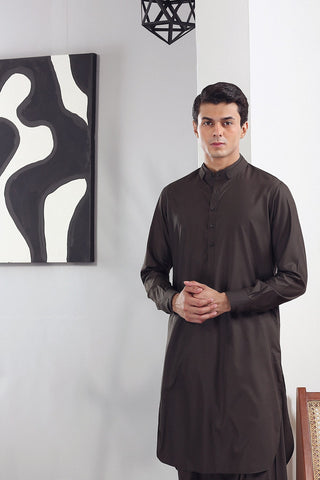 Olive Green Wash & Wear Shalwar Kameez (2-Piece) - Image 2