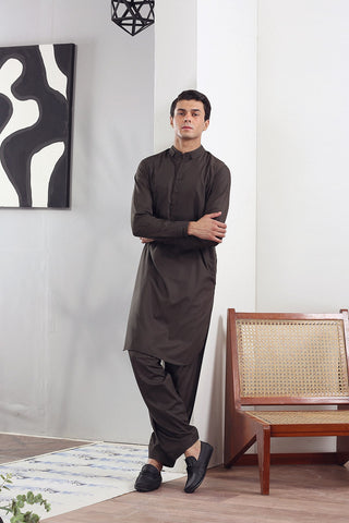 Olive Green Wash & Wear Shalwar Kameez (2-Piece) - Image 4